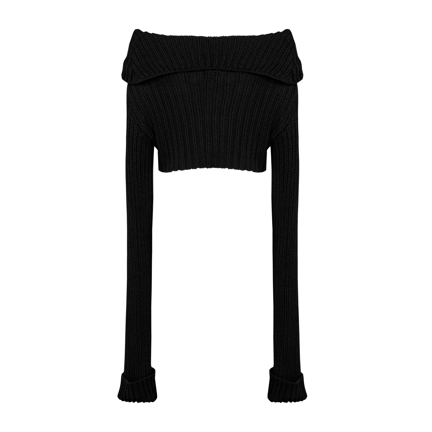 CASHMERE BLEND YOUR *TCH KNIT CROP TOP - BLACK