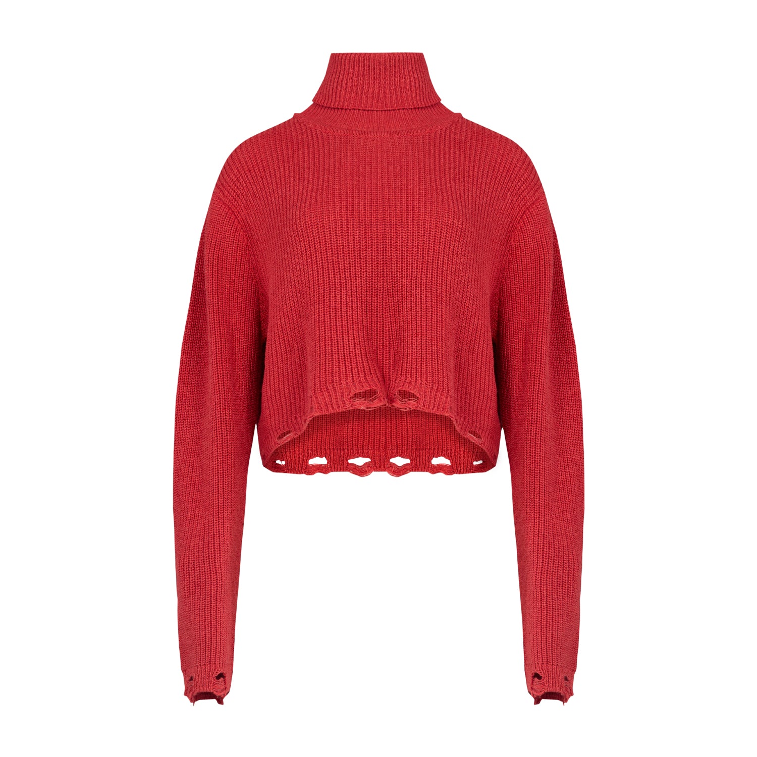 CASHMERE BLEND YOUR *ITCH RIPPED HIGH NECK KNIT SWEAT - SAMBA