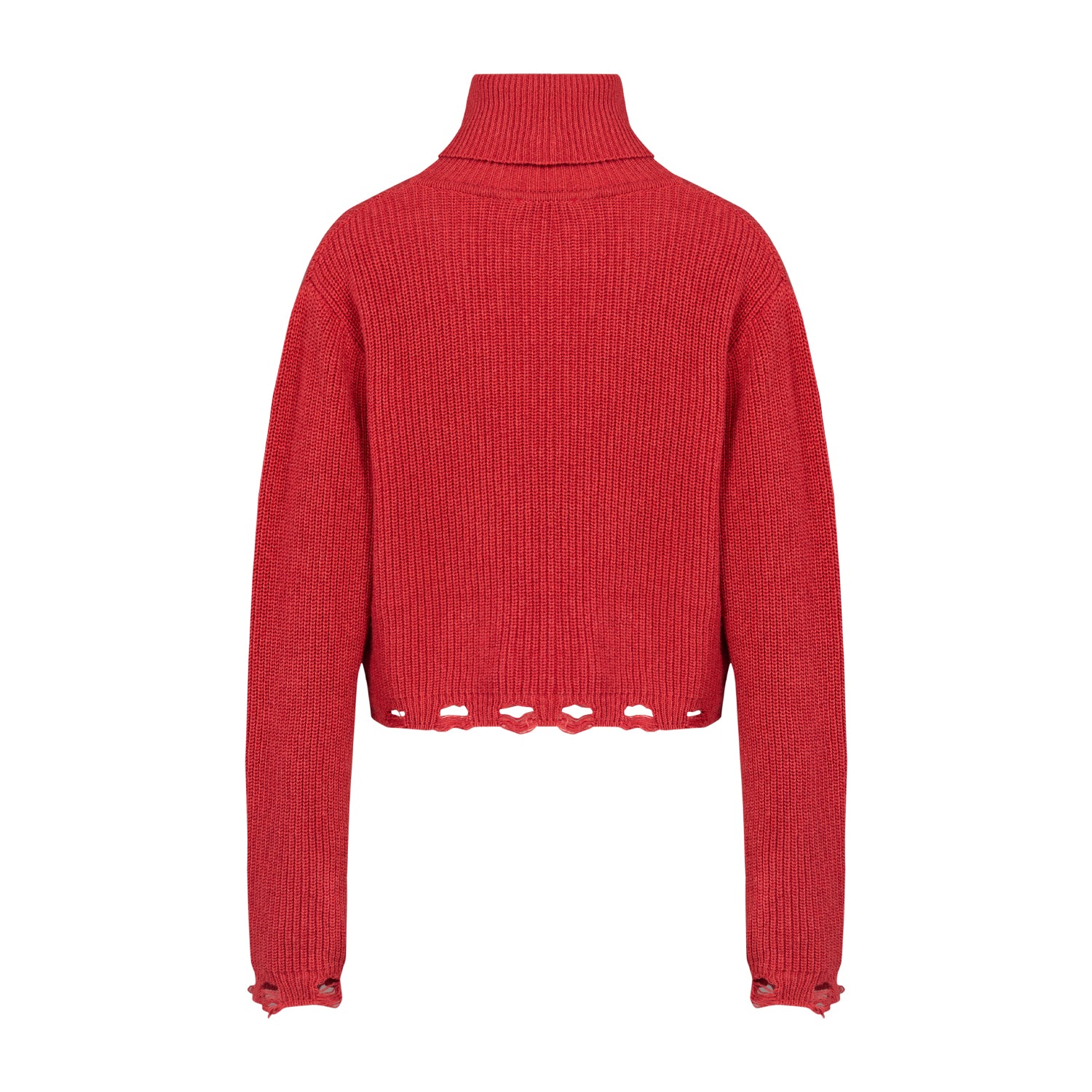 CASHMERE BLEND YOUR *ITCH RIPPED HIGH NECK KNIT SWEAT - SAMBA