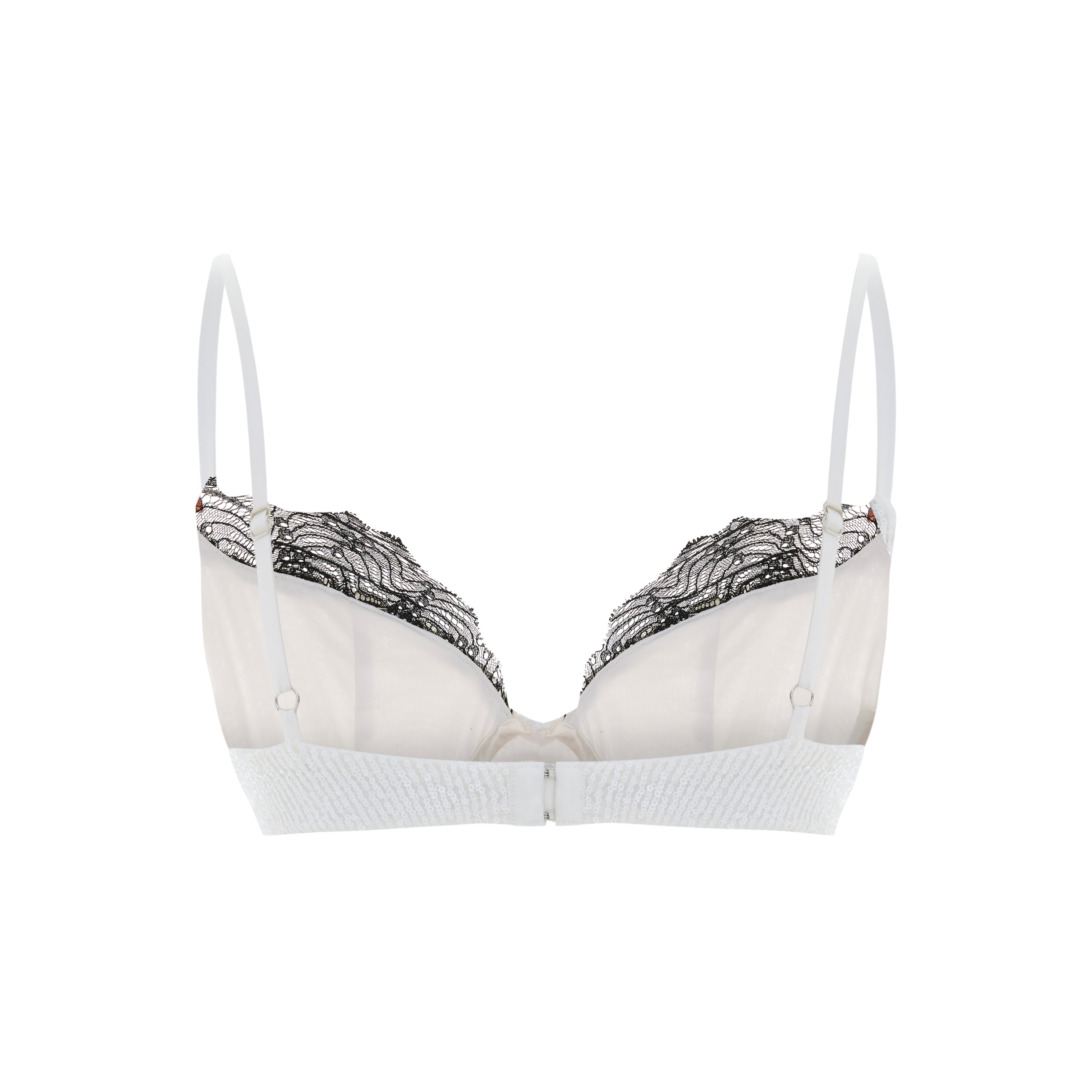 White Sequin Bra with Lace Details