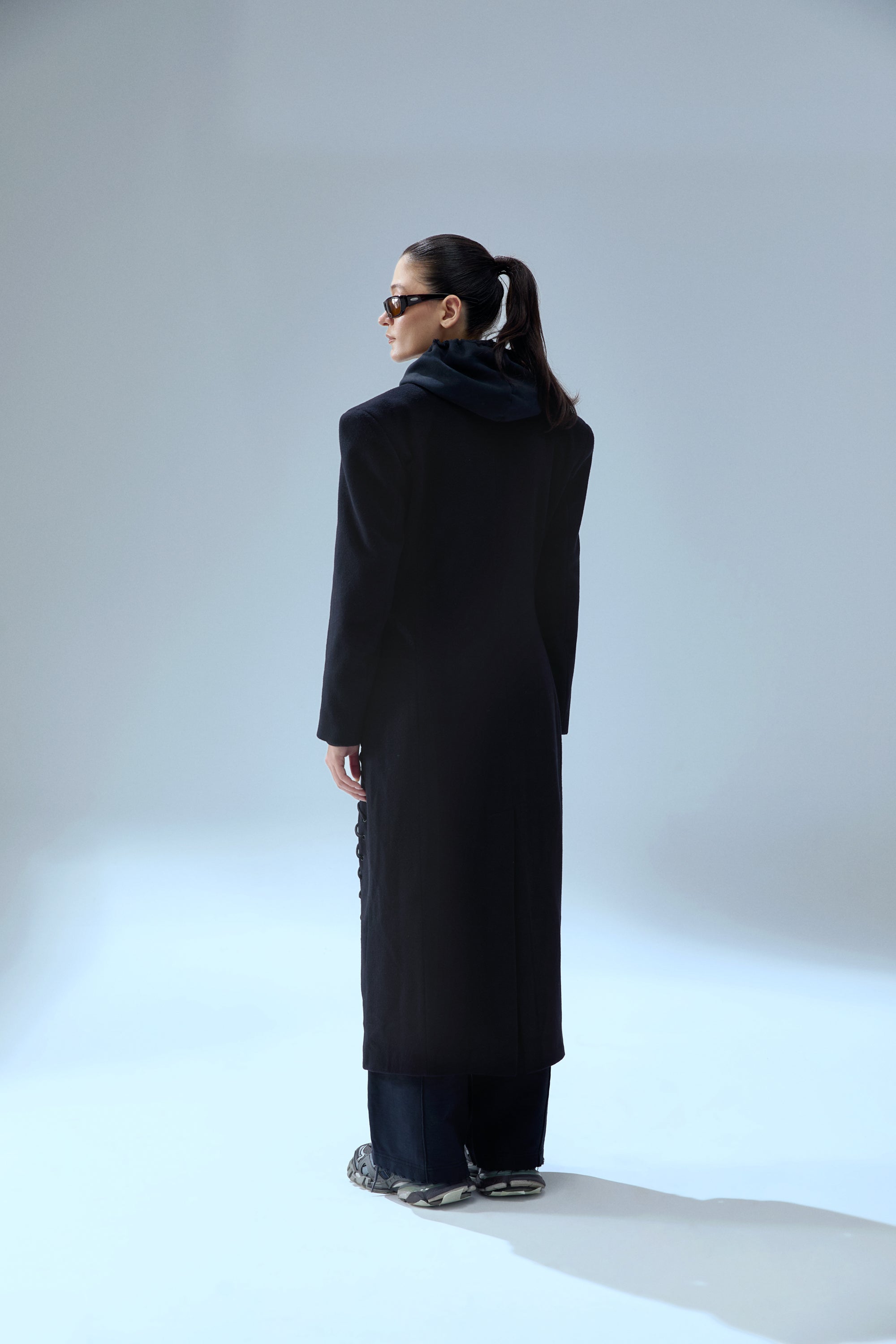 YOUR *ITCH CASHMERE BLEND LONG OVERCOAT - JET BLACK