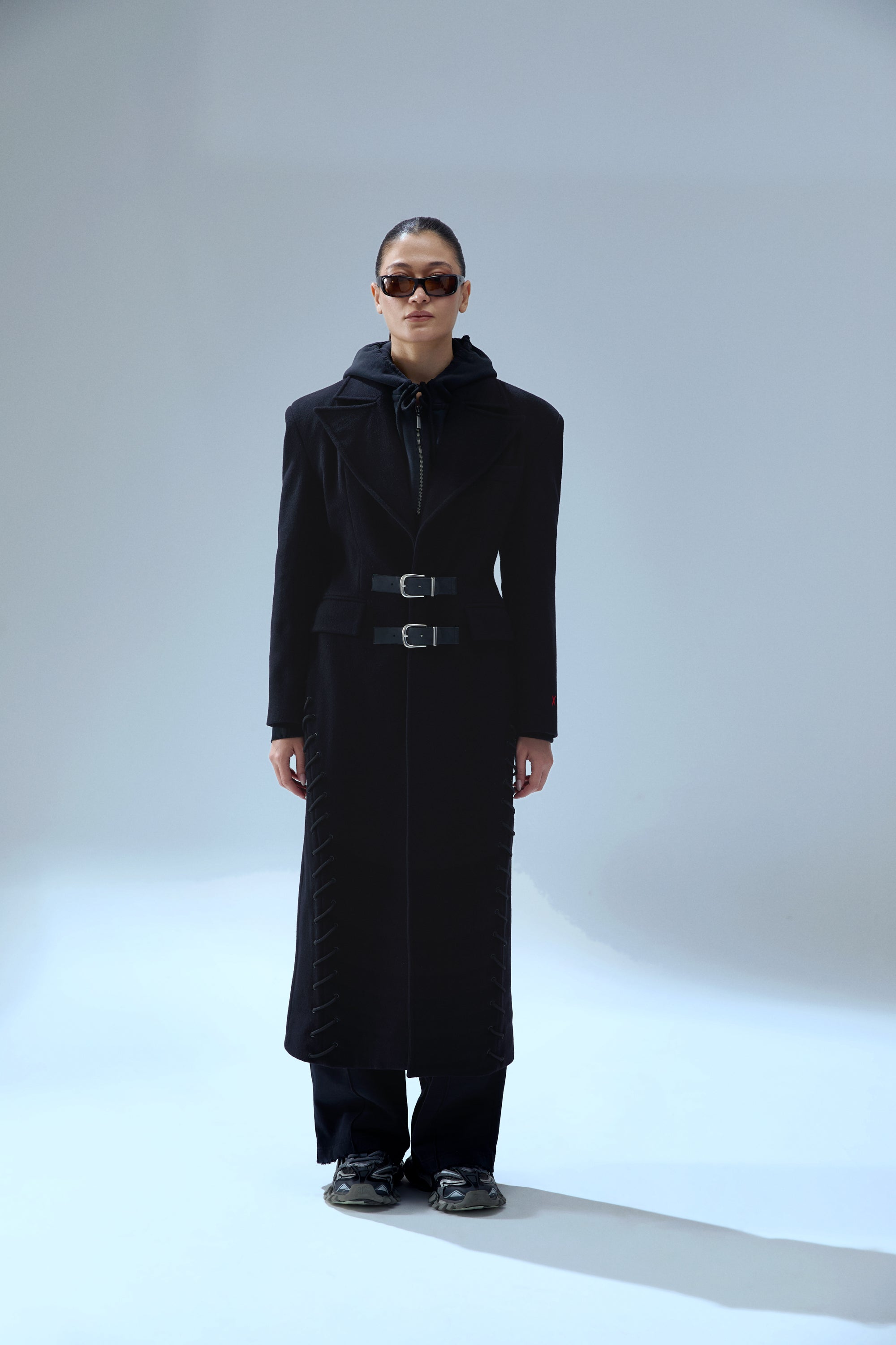 YOUR *ITCH CASHMERE BLEND LONG OVERCOAT - JET BLACK