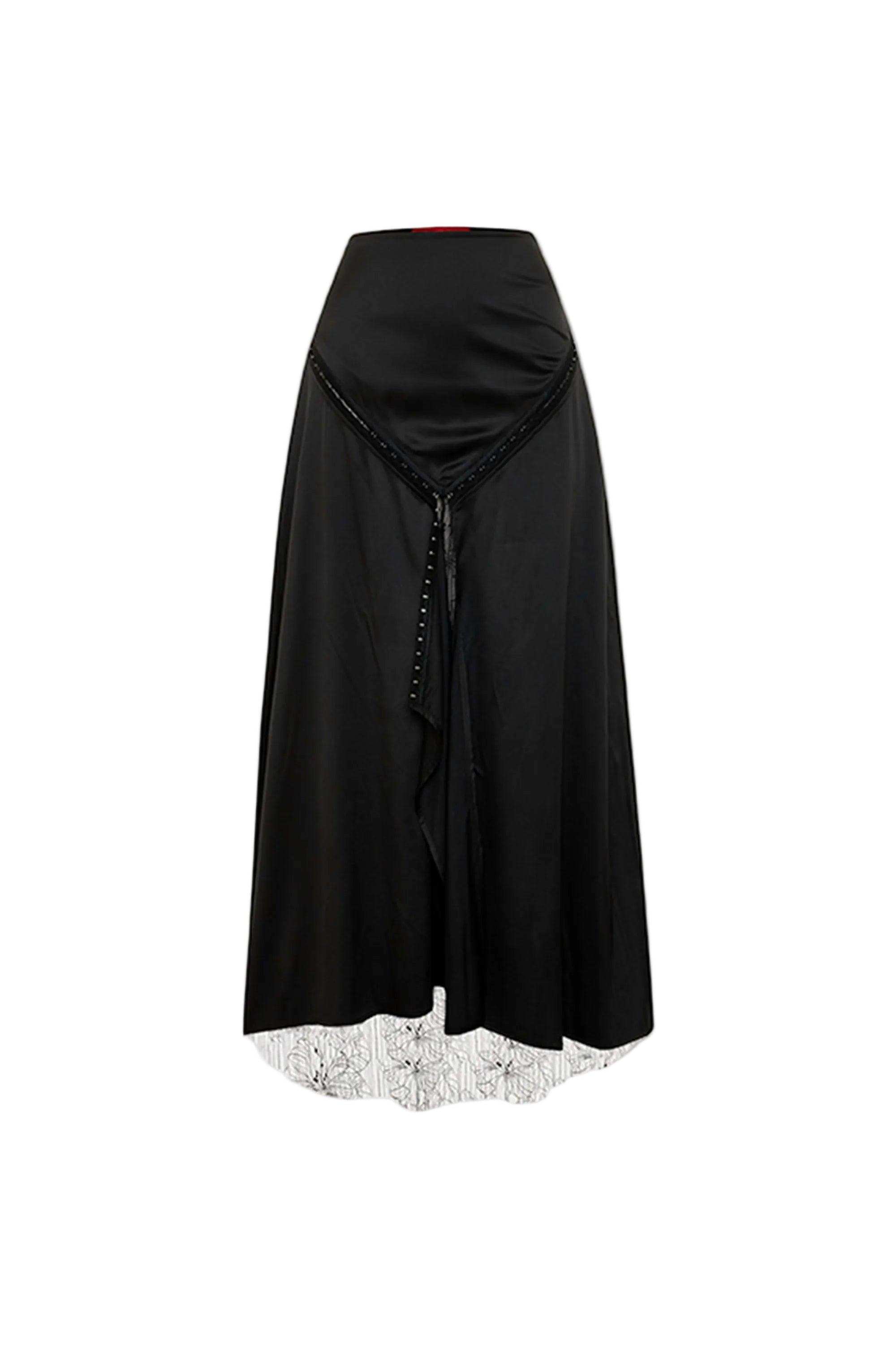 Black skirt with lace hem on a white background