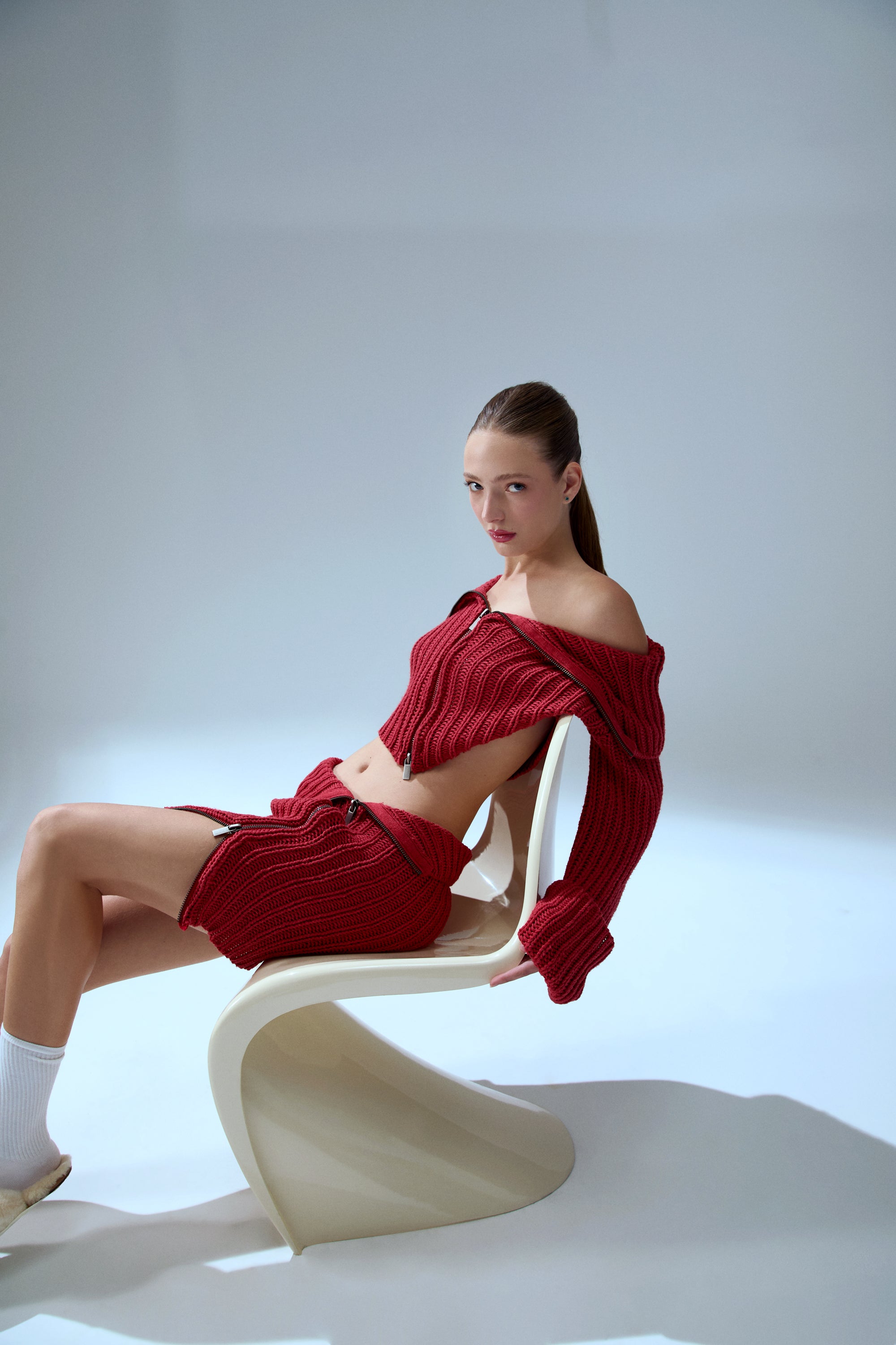 CASHMERE BLEND YOUR *TCH KNIT CROP TOP - SAMBA