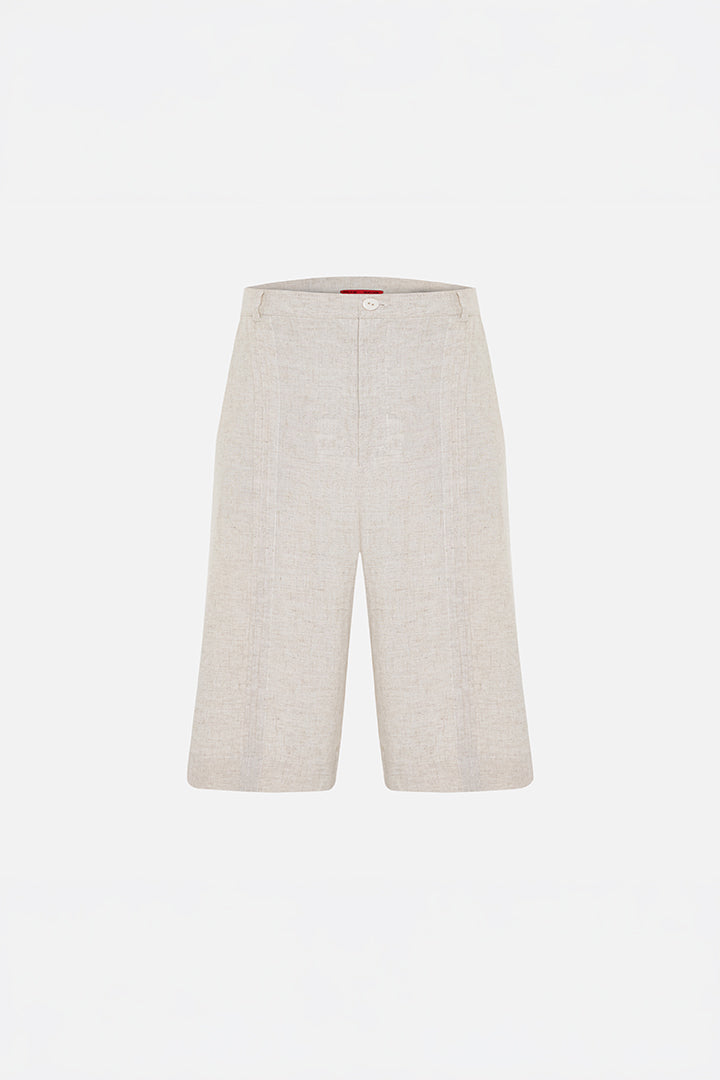 Daydreamers Linen-Look Stitch Detail Shorts