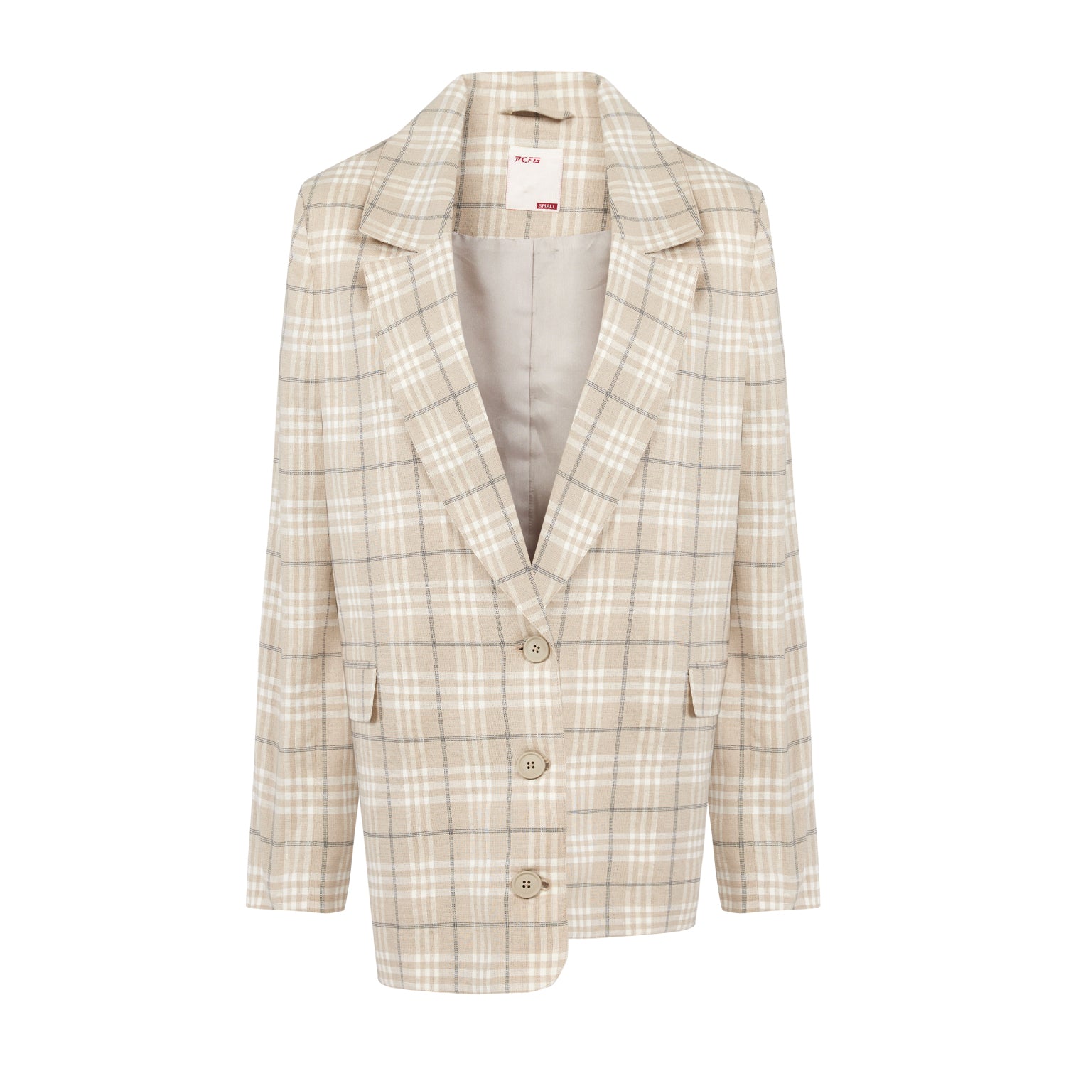 Linen Blend Free Heaven Multicolor Checked Blazer - Fog