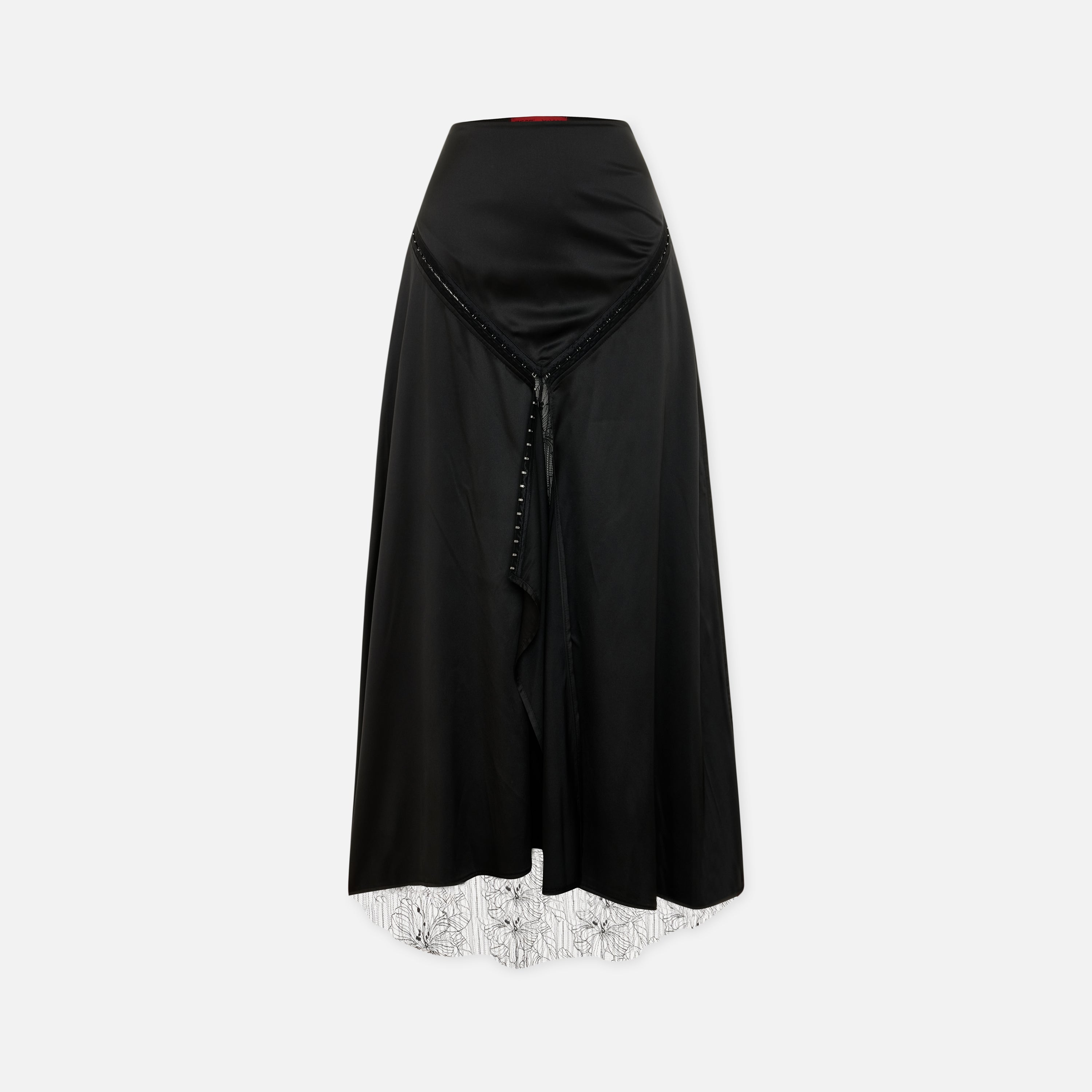 The Party Edit Slit Lace-Panel Satin Maxi Skirt