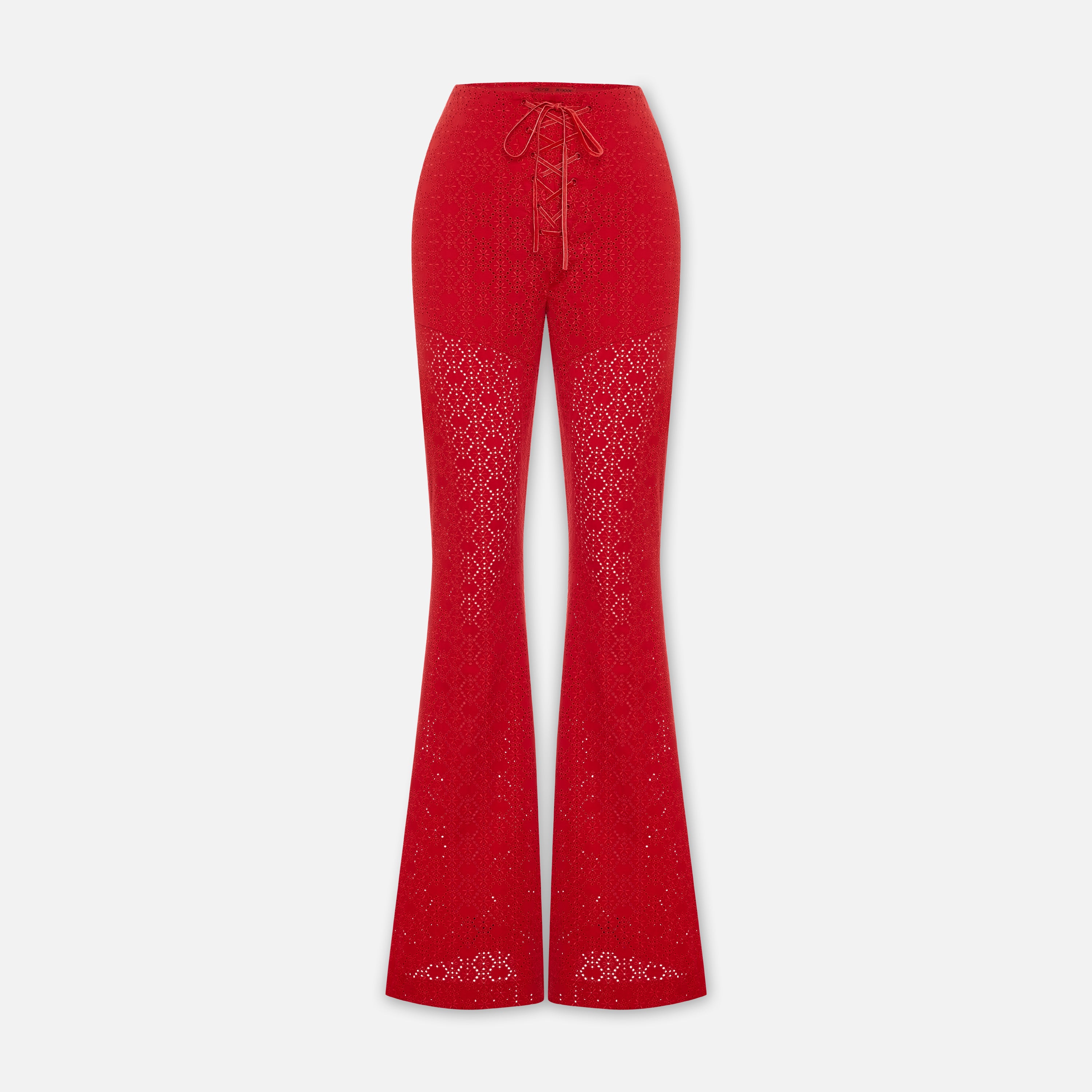 The Broderie Anglaise Edit High-Rise Embroidered Flare Pants