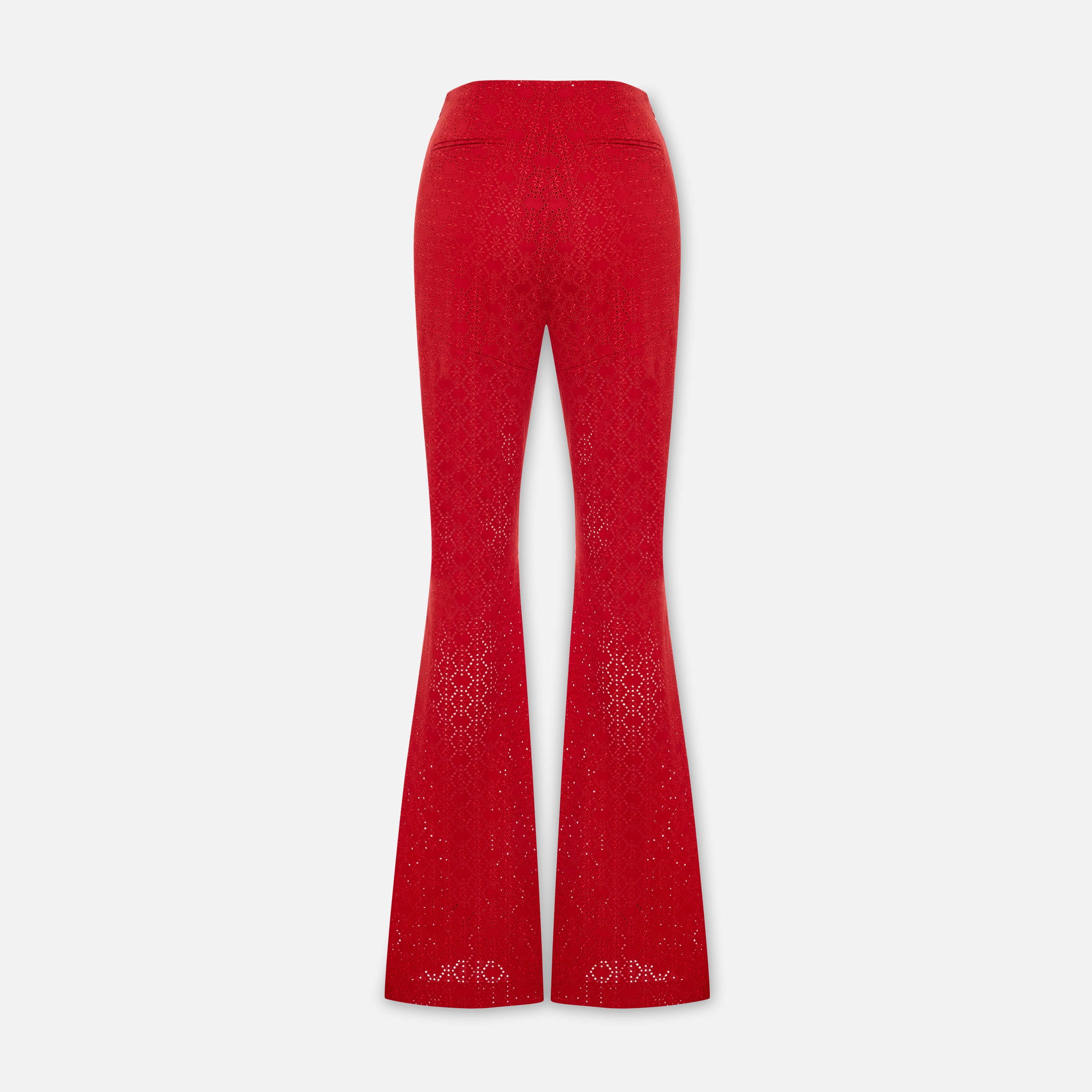 The Broderie Anglaise Edit High-Rise Embroidered Flare Pants