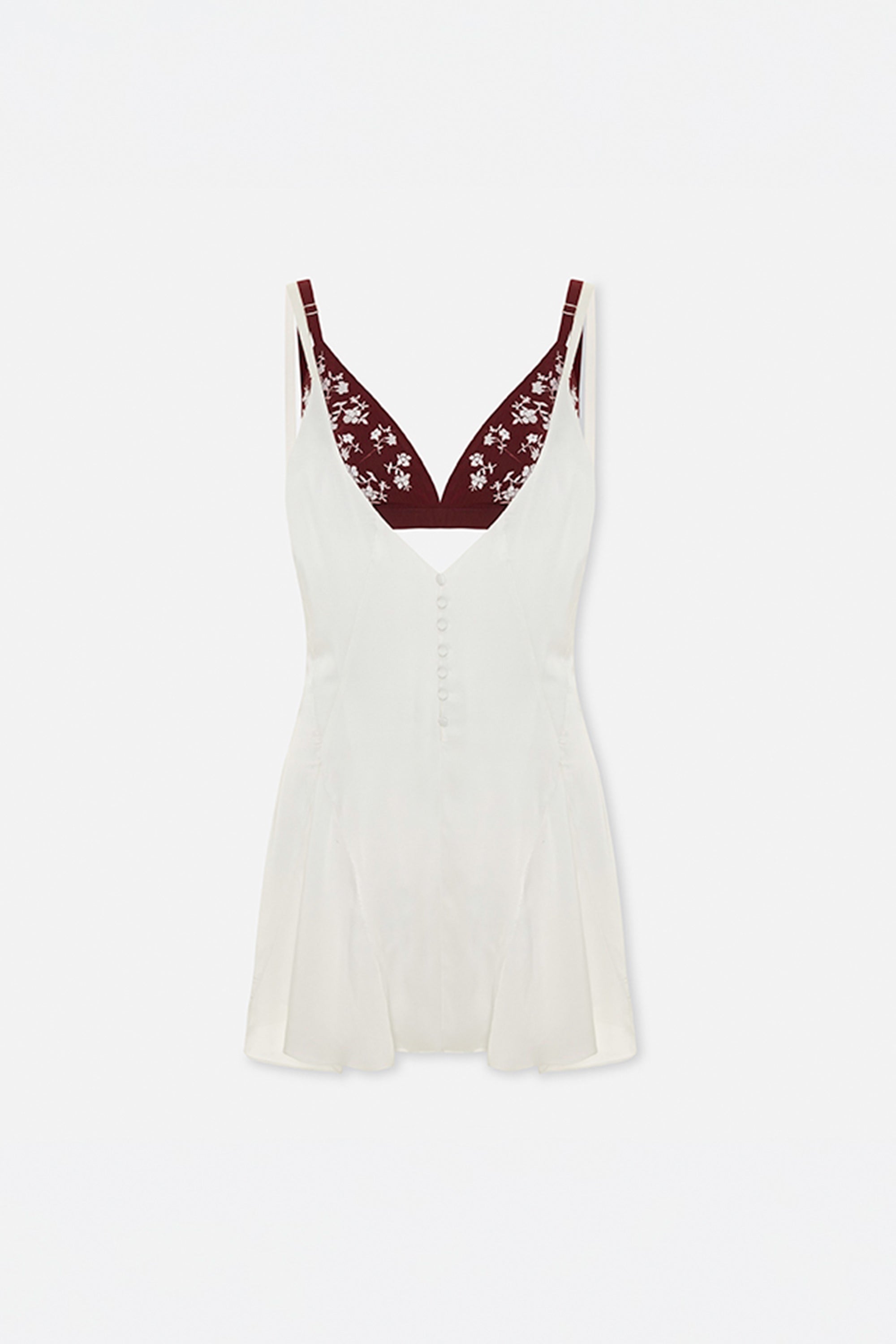 The Broderie Anglaise Edit Satin Dress with Embroidered Bra Panel