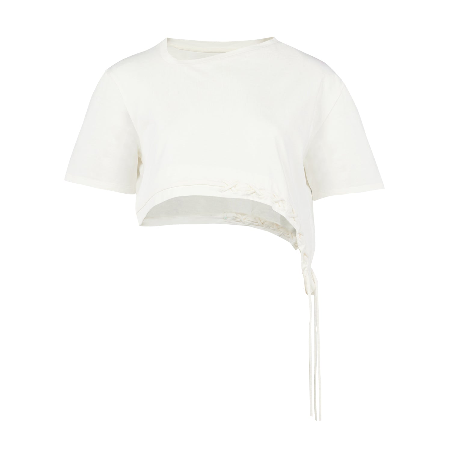 Pure Cotton Free Heaven Crop String Tshirt - Blanc De Blanc