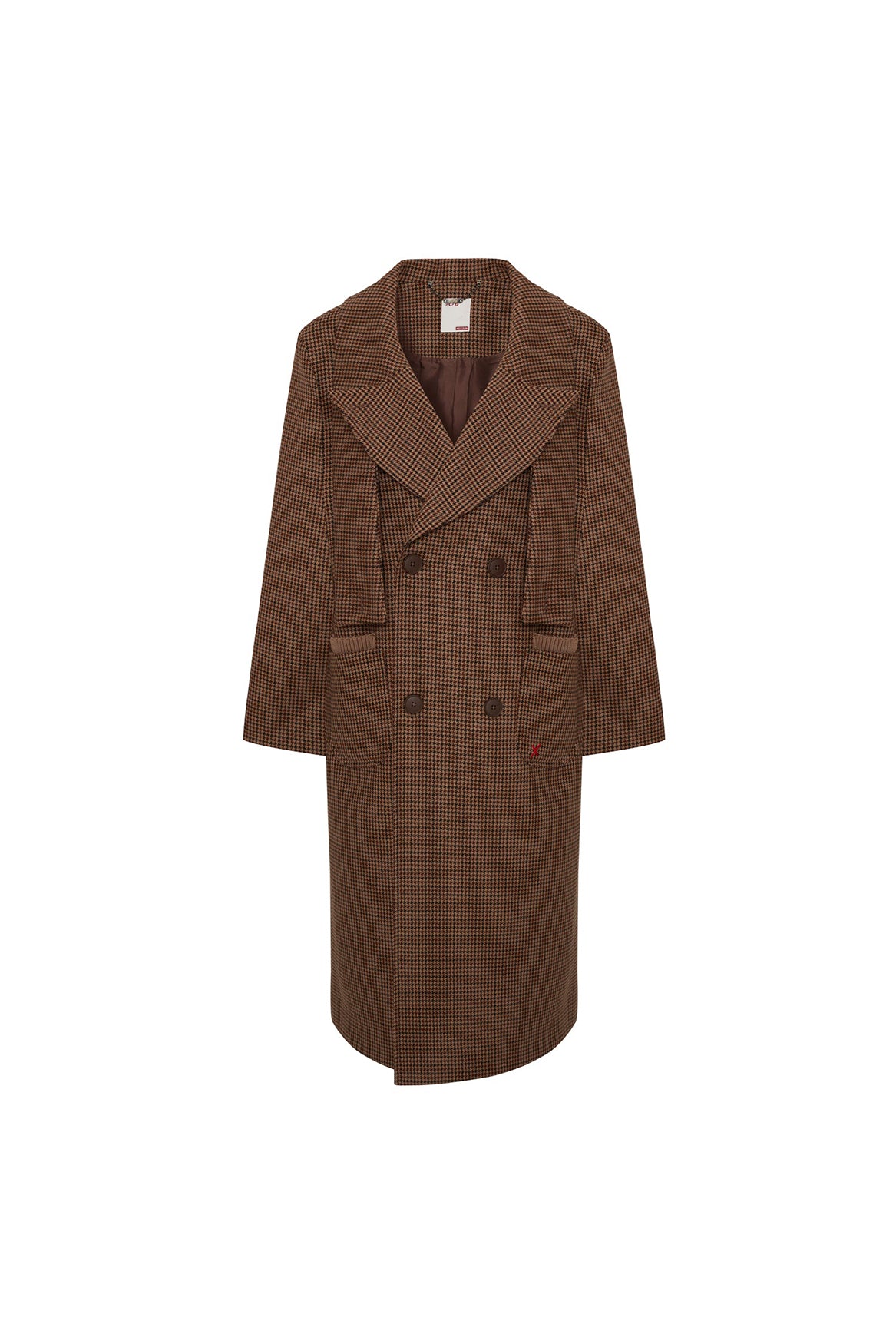 Wool Houndstooth Long Coat