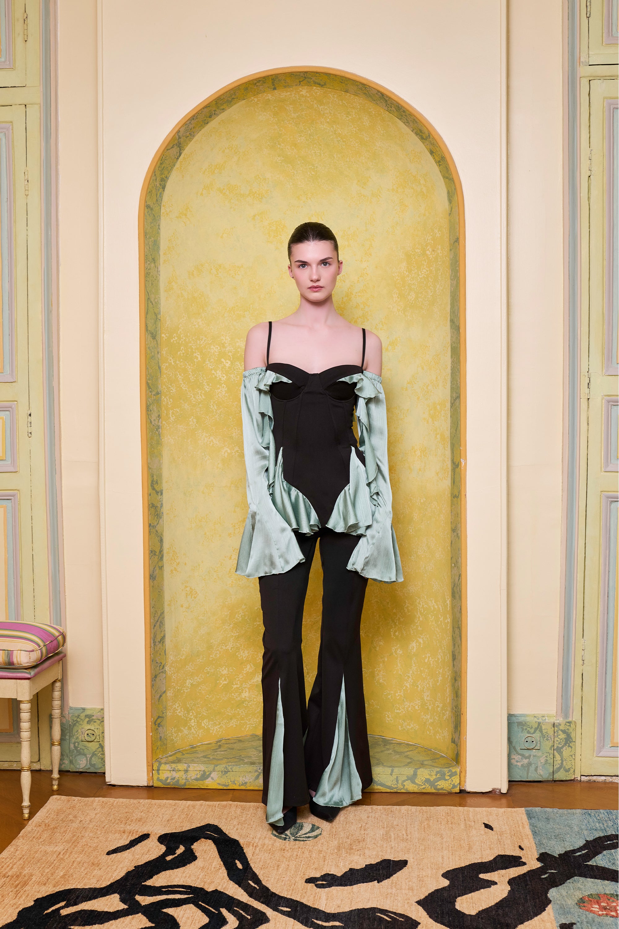The Party Edit Contrast Chiffon Detail Pants