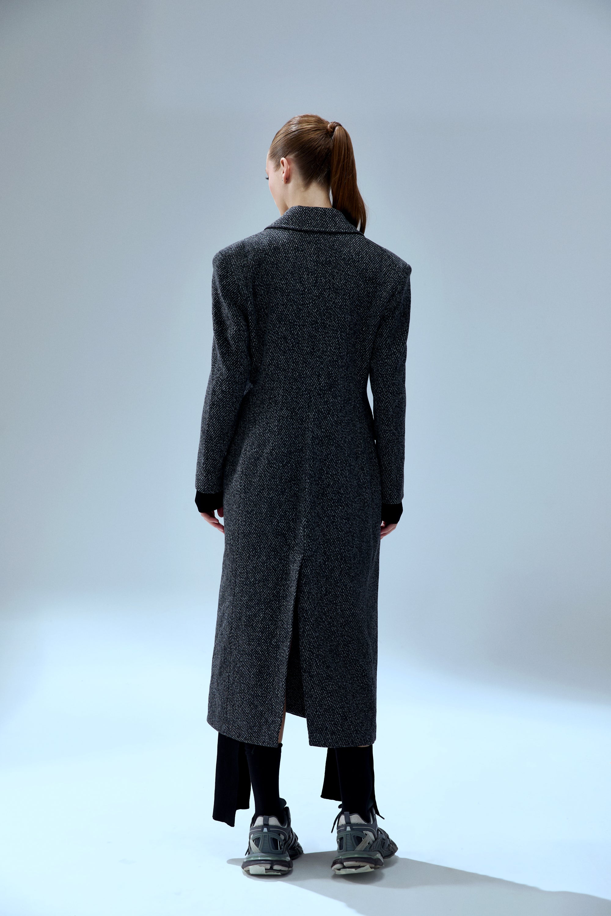 WOOL & CASHMERE BLEND YOUR *ITCH CASHMERE BLEND LONG OVERCOAT - BLACK & WHITE