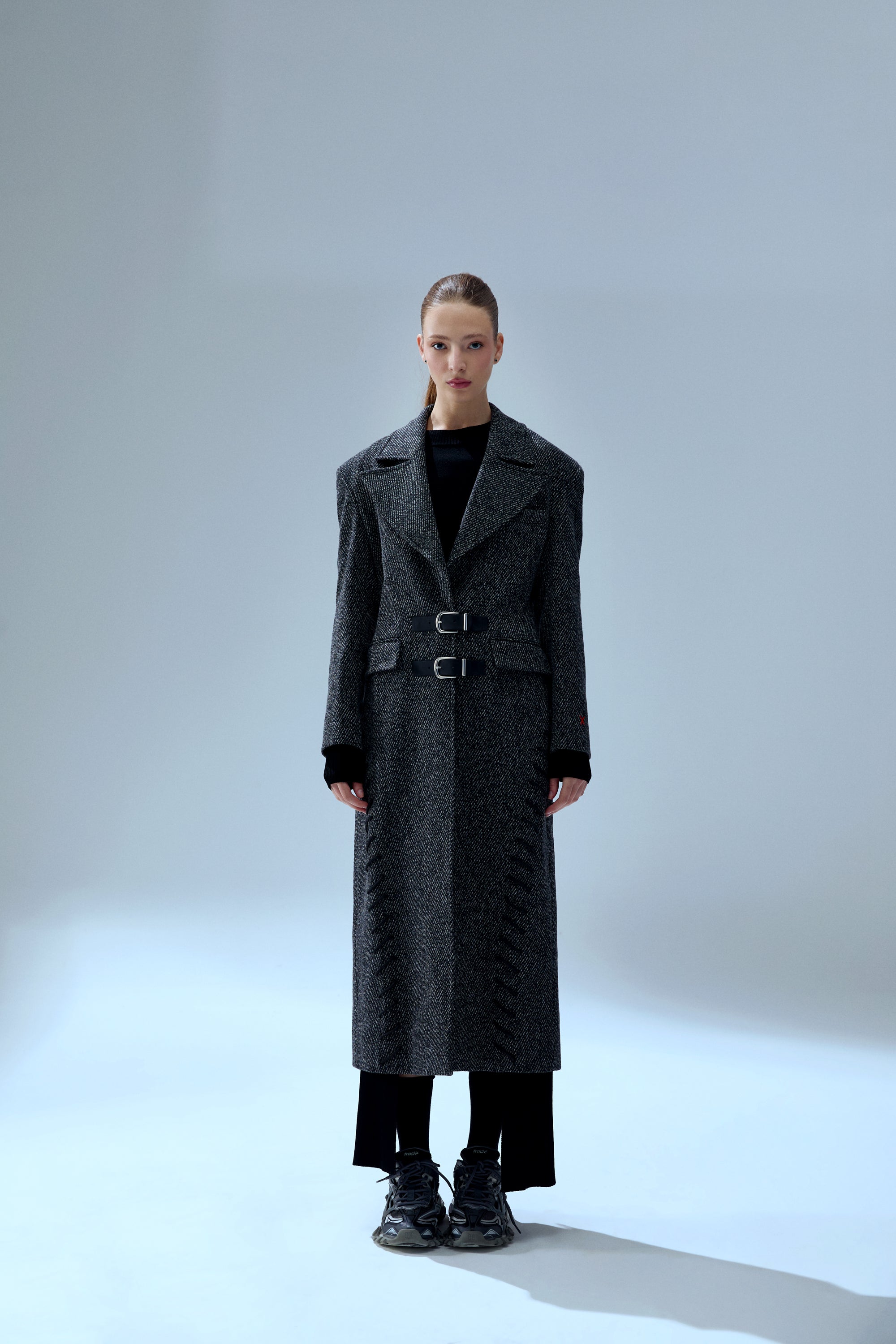 WOOL & CASHMERE BLEND YOUR *ITCH CASHMERE BLEND LONG OVERCOAT - BLACK & WHITE