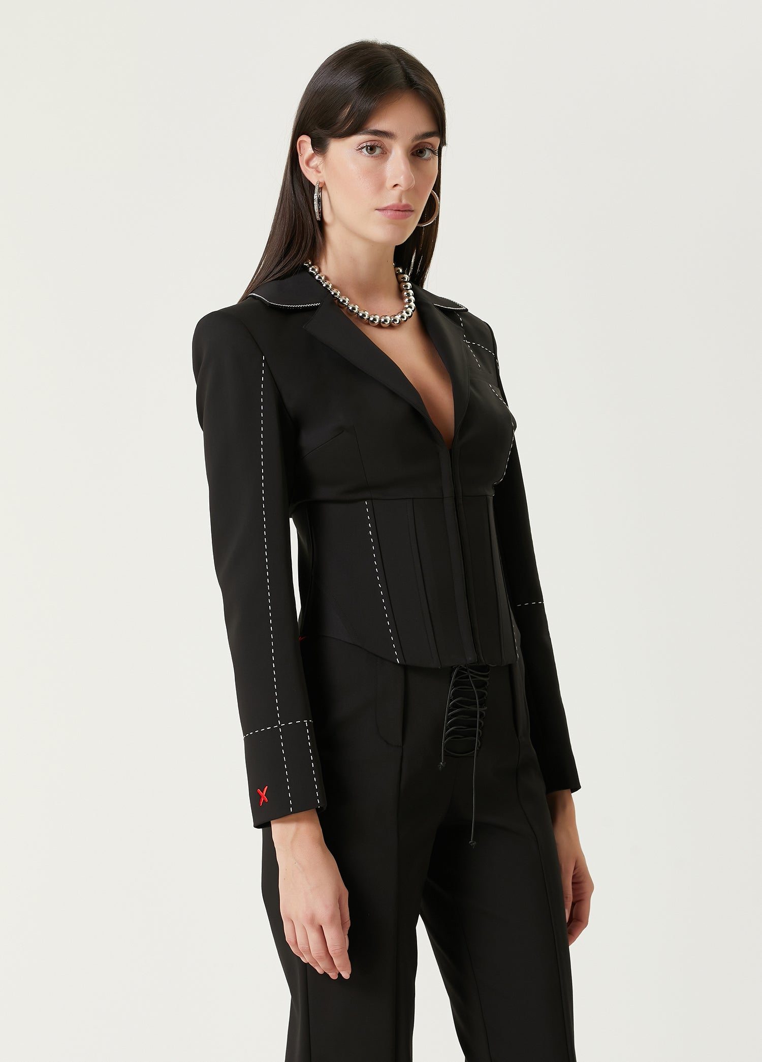 Free Heaven Stitch Detail Corset Blazer