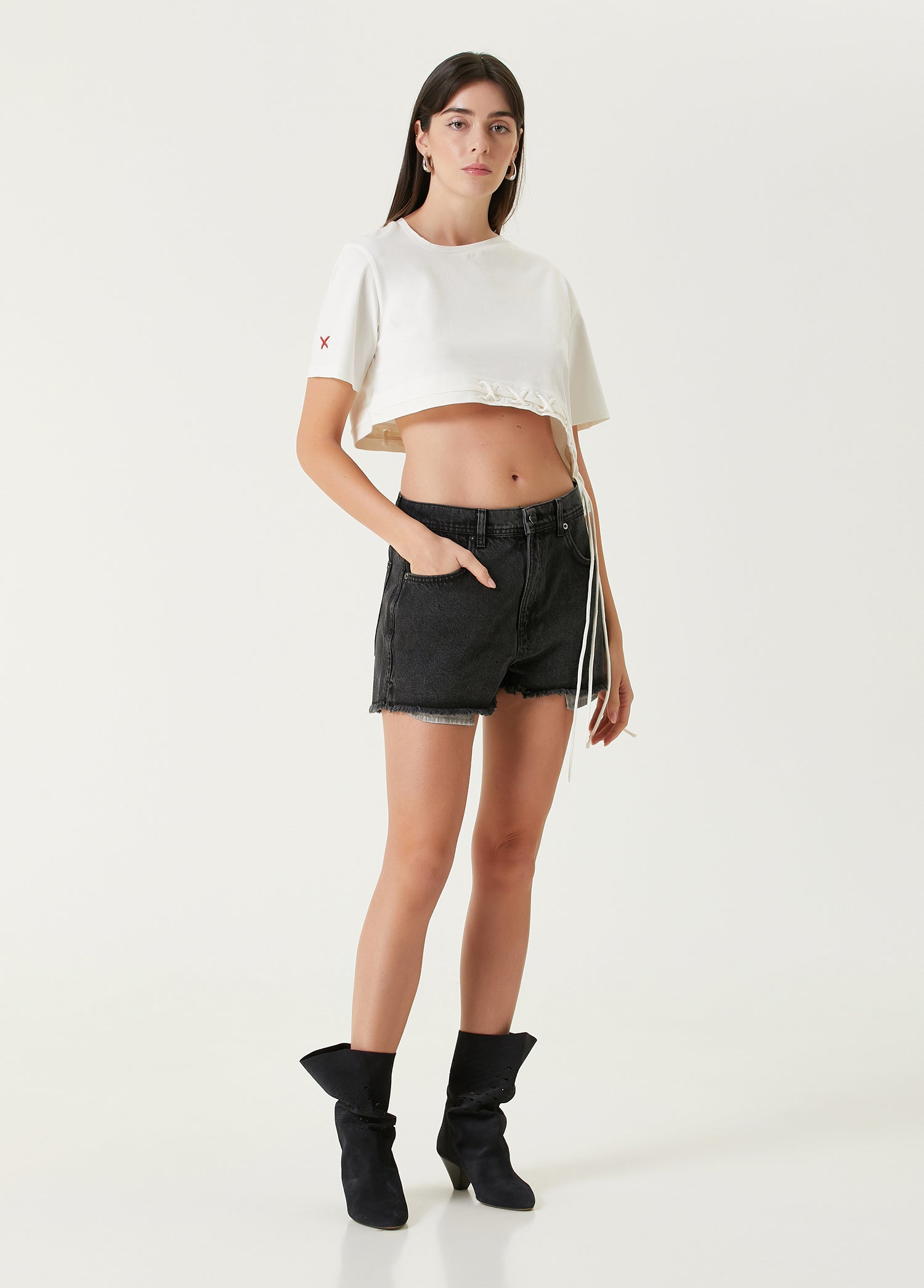 Pure Cotton Free Heaven Crop String Tshirt - Blanc De Blanc