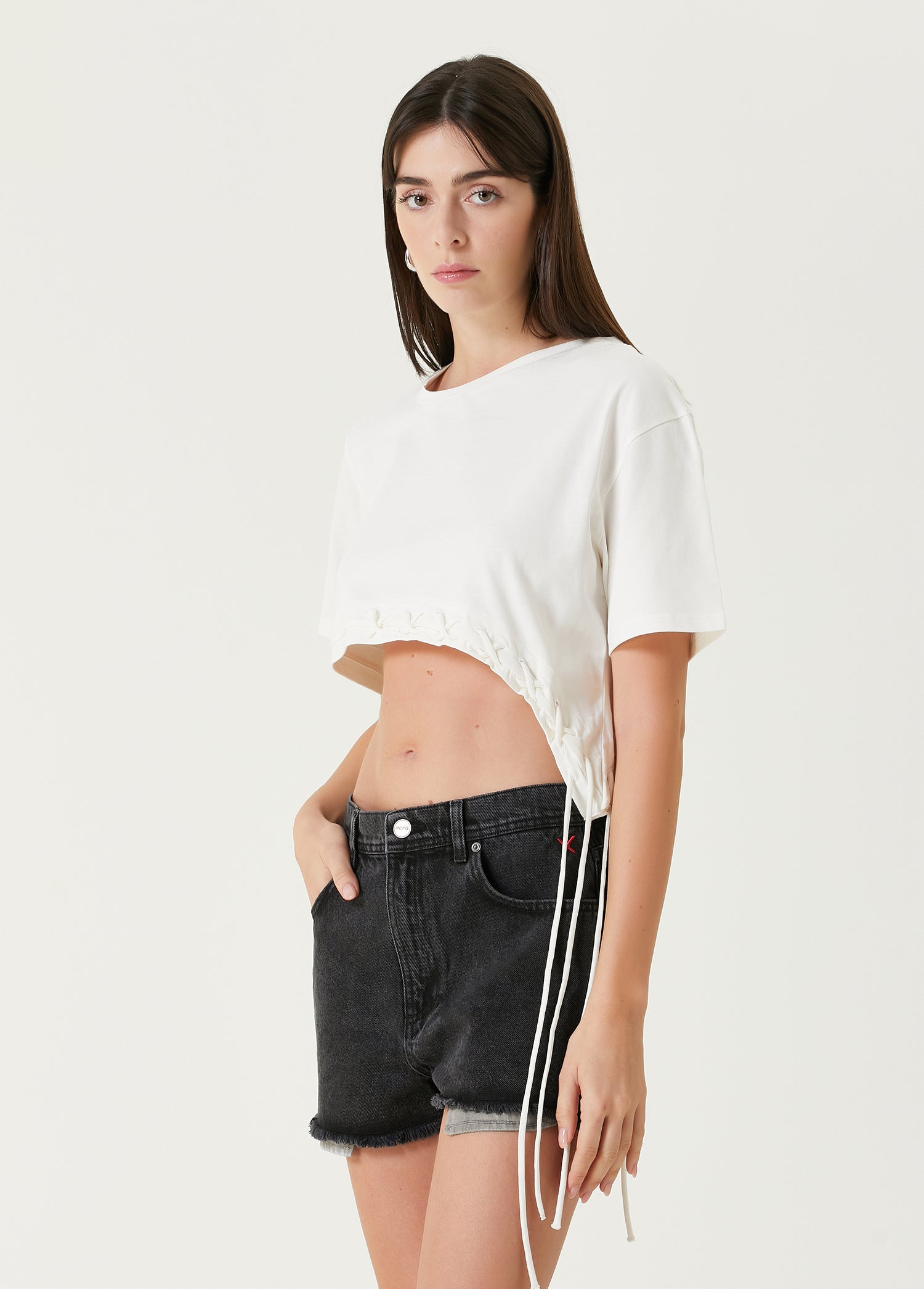 Pure Cotton Free Heaven Crop String Tshirt - Blanc De Blanc