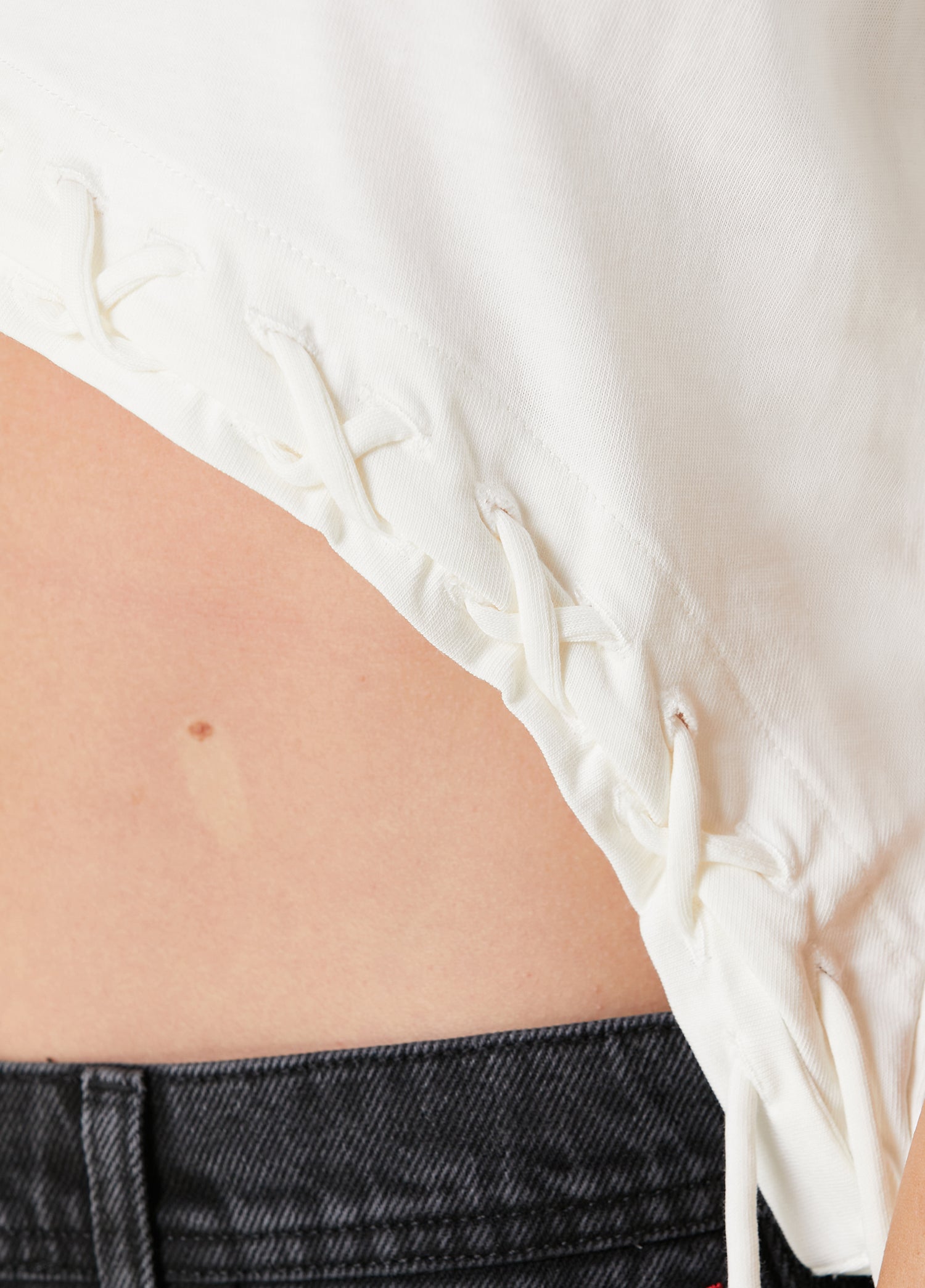 Pure Cotton Free Heaven Crop String Tshirt - Blanc De Blanc