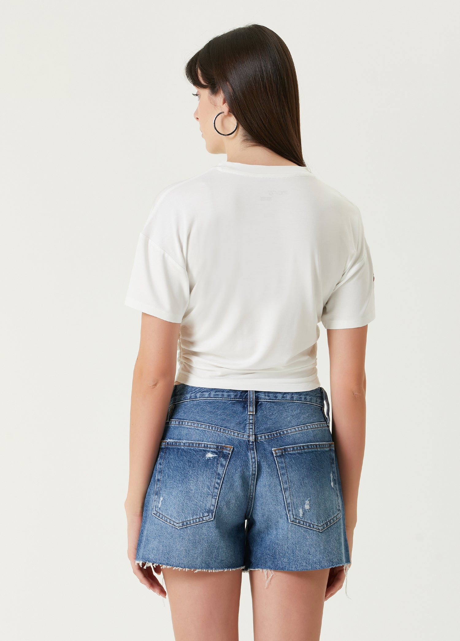 Free Heaven Crop Draped Tshirt - Blanc De Blanc