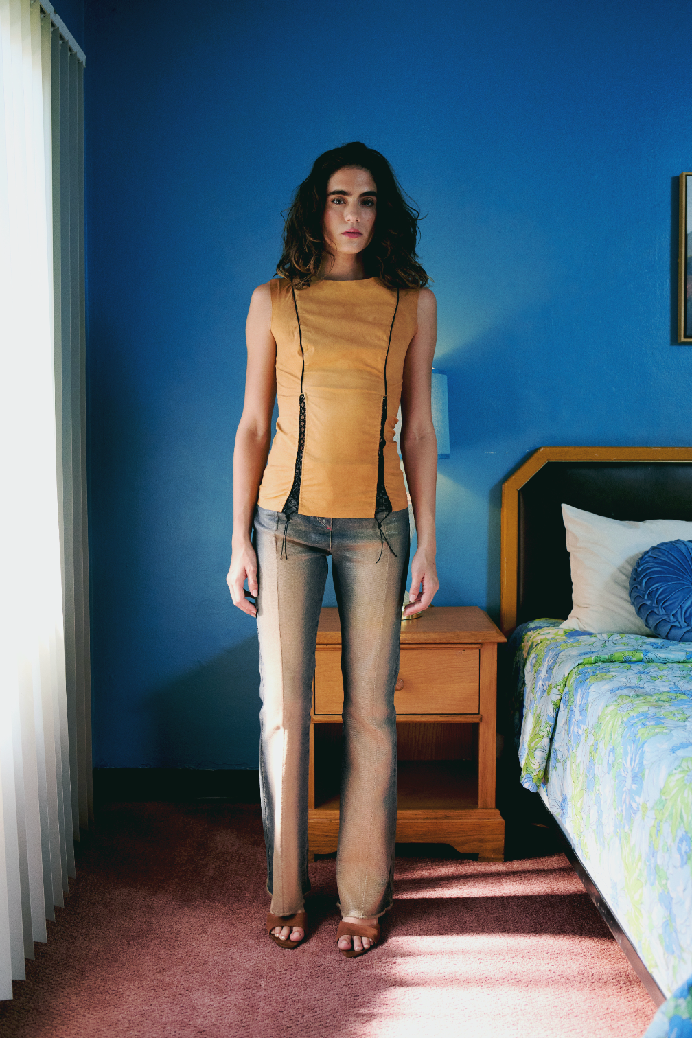 COTTON TOP WITH SLIT DETAIL - ORANGE