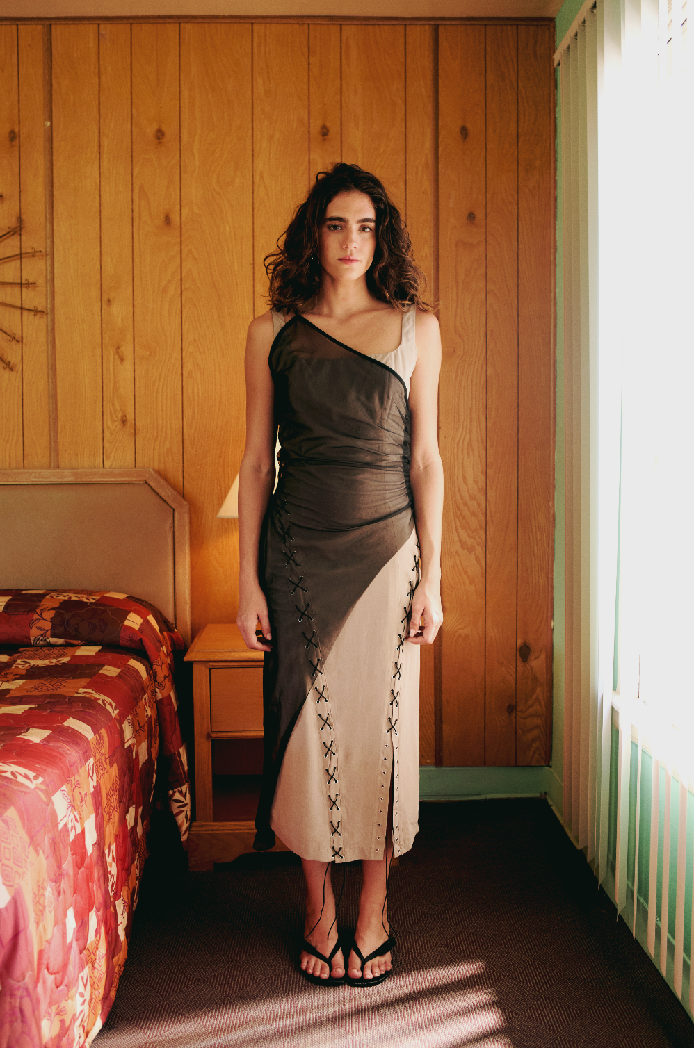 PCFG Women's Bodycon Dress With Tulle - Brown