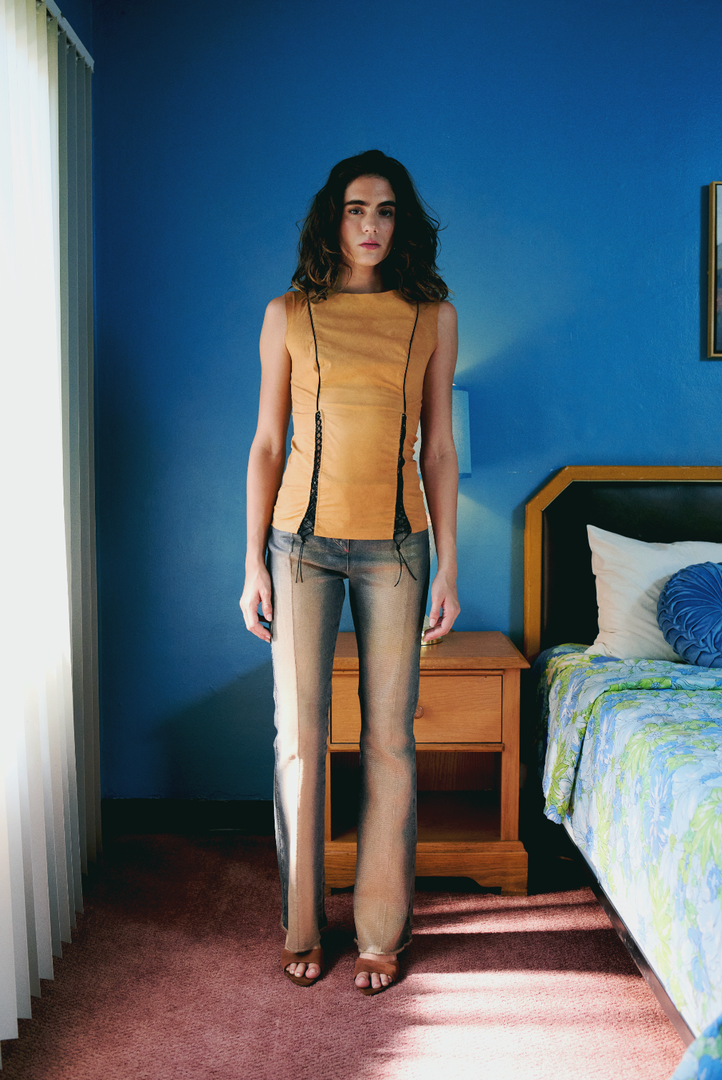 COTTON COATED FLARE PANT - MOON ROCK