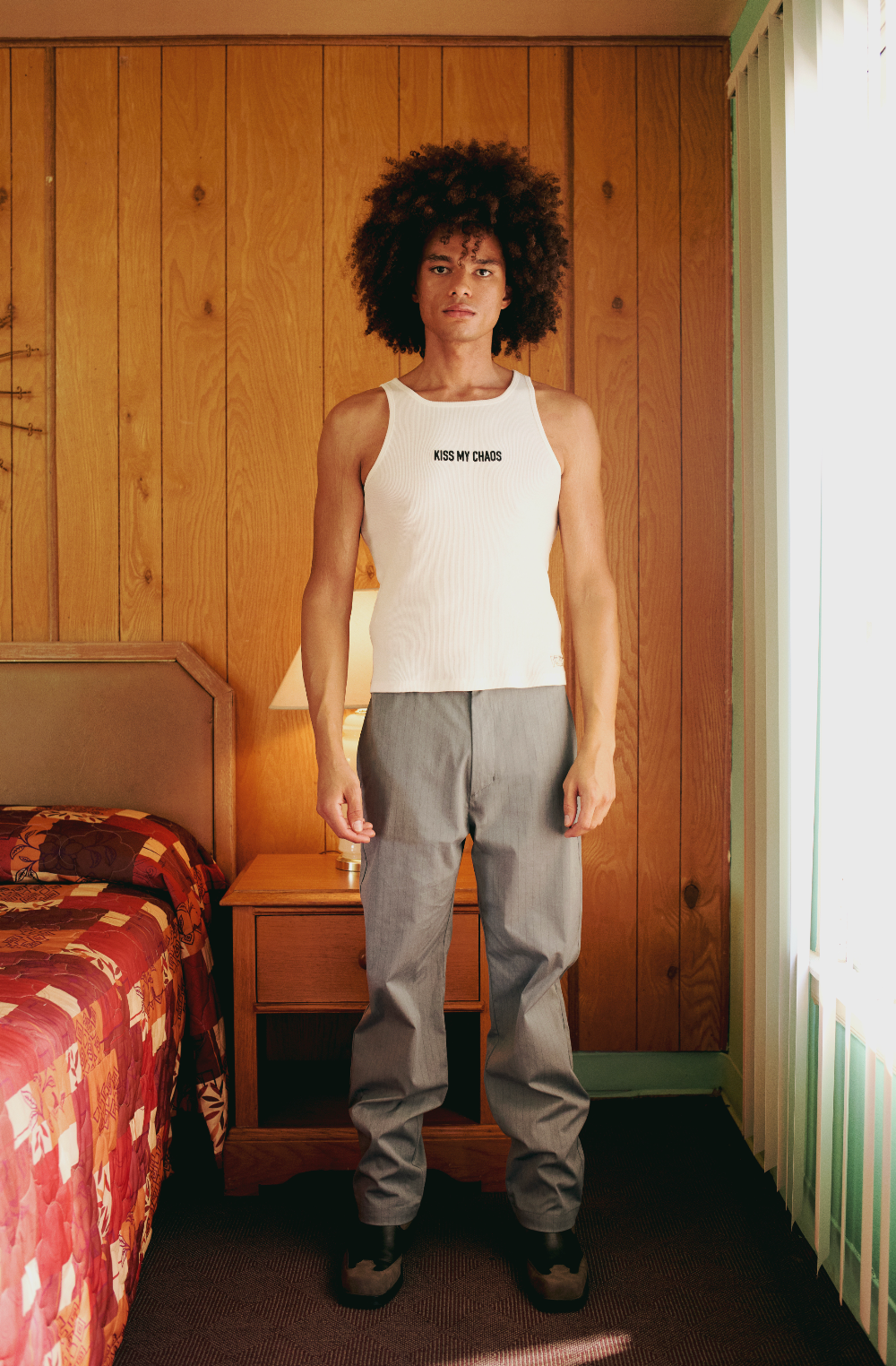 COTTON BLEND STRIPED WOVEN CASUAL PANT