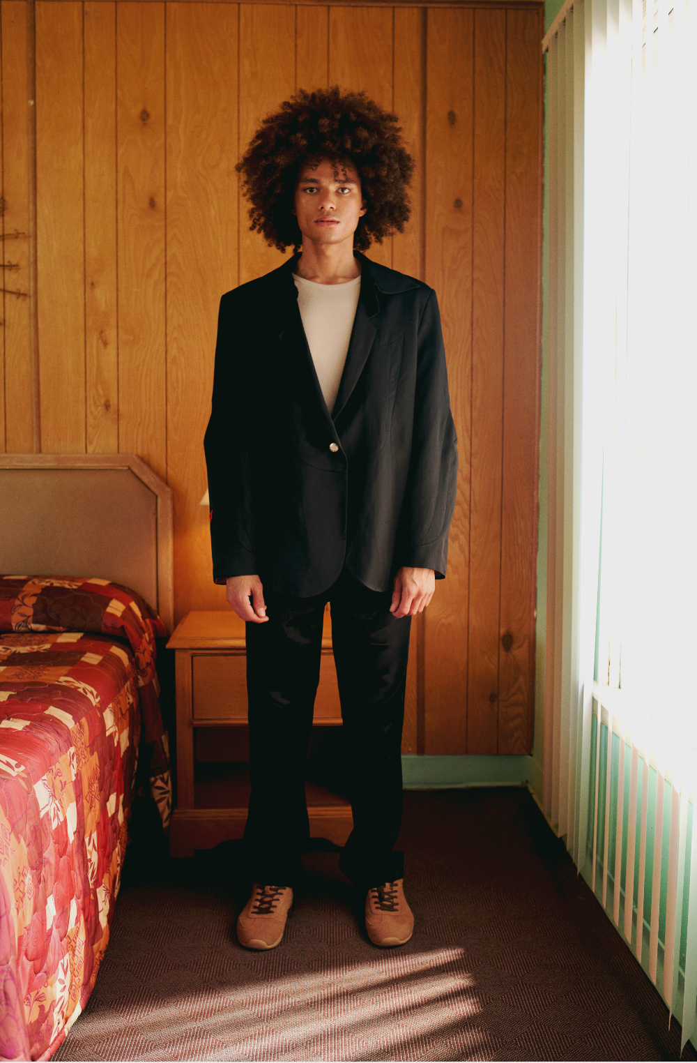 LINEN & COTTON BLEND SHINY WOVEN MEN BLAZER JACKET - BLACK