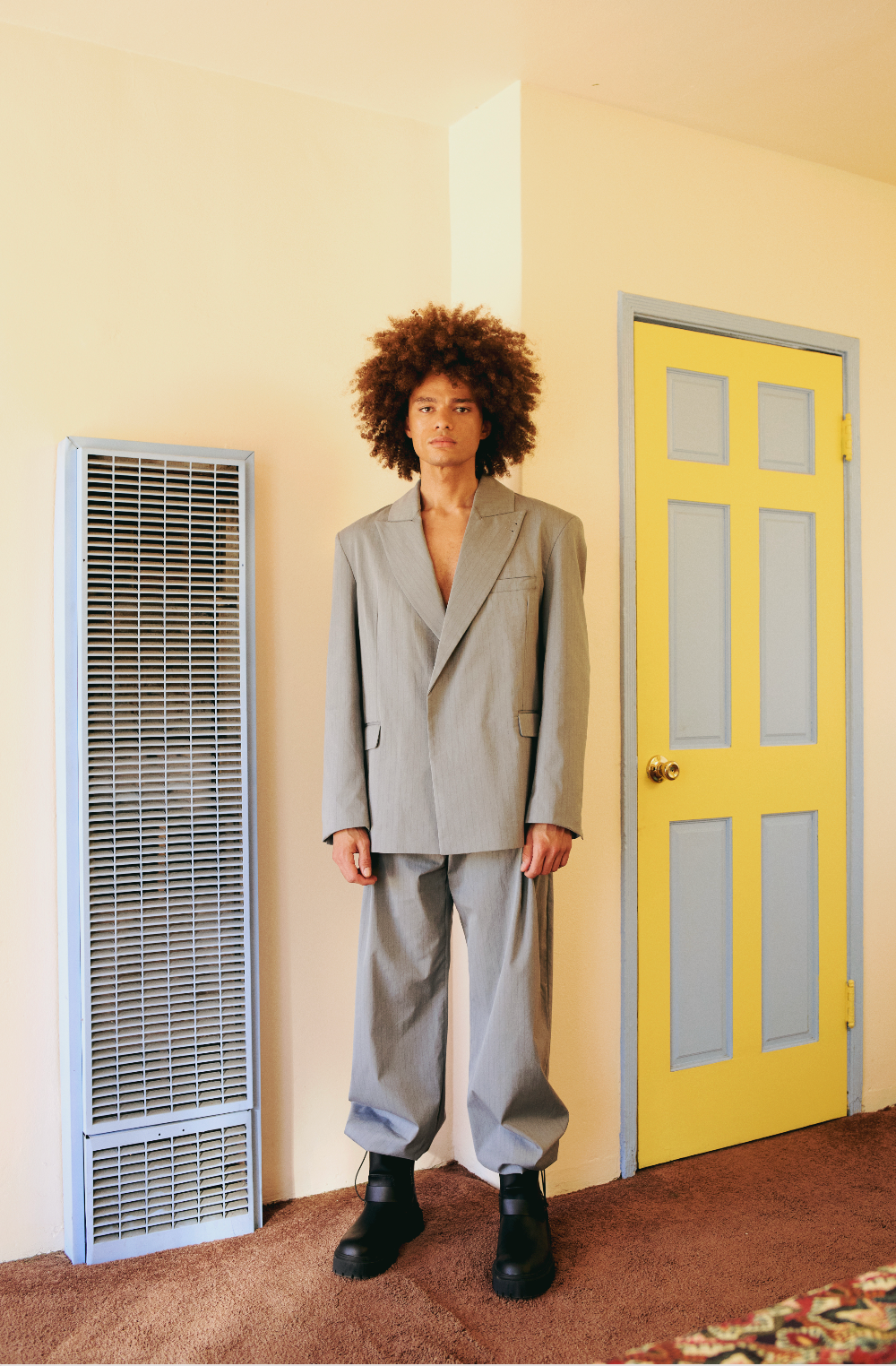 COTTON BLEND STRIPED WOVEN BLAZER JACKET