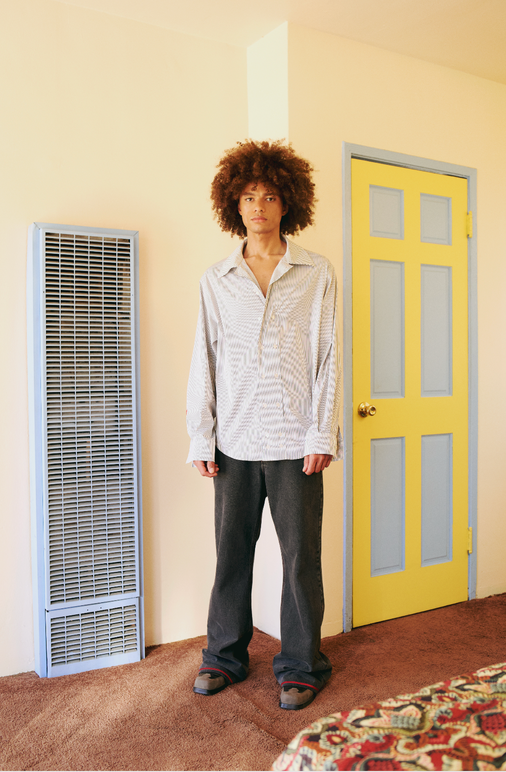 COTTON BLEND STRIPED WOVEN SHIRT