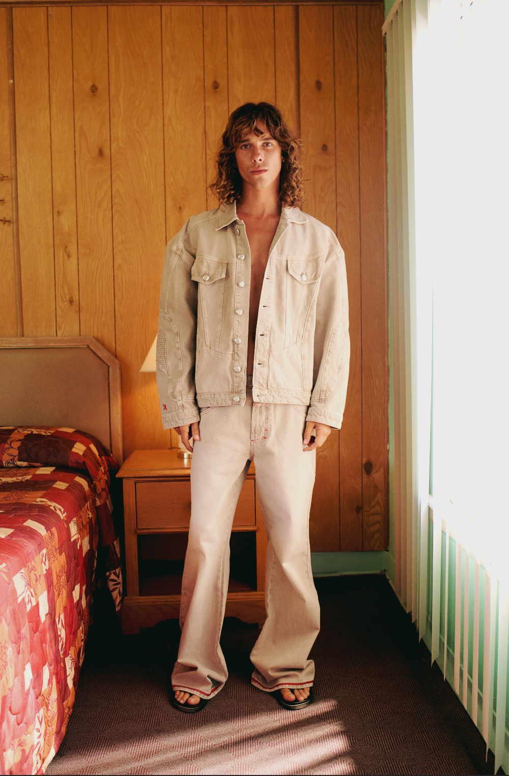 PURE COTTON FADED DENIM PANT - MOON ROCK