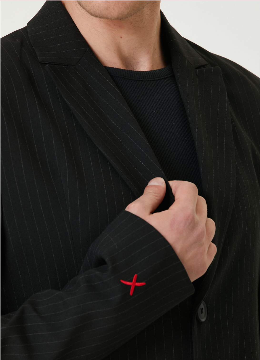 Free Heaven Eyelet Details Striped Blazer - Jet Black