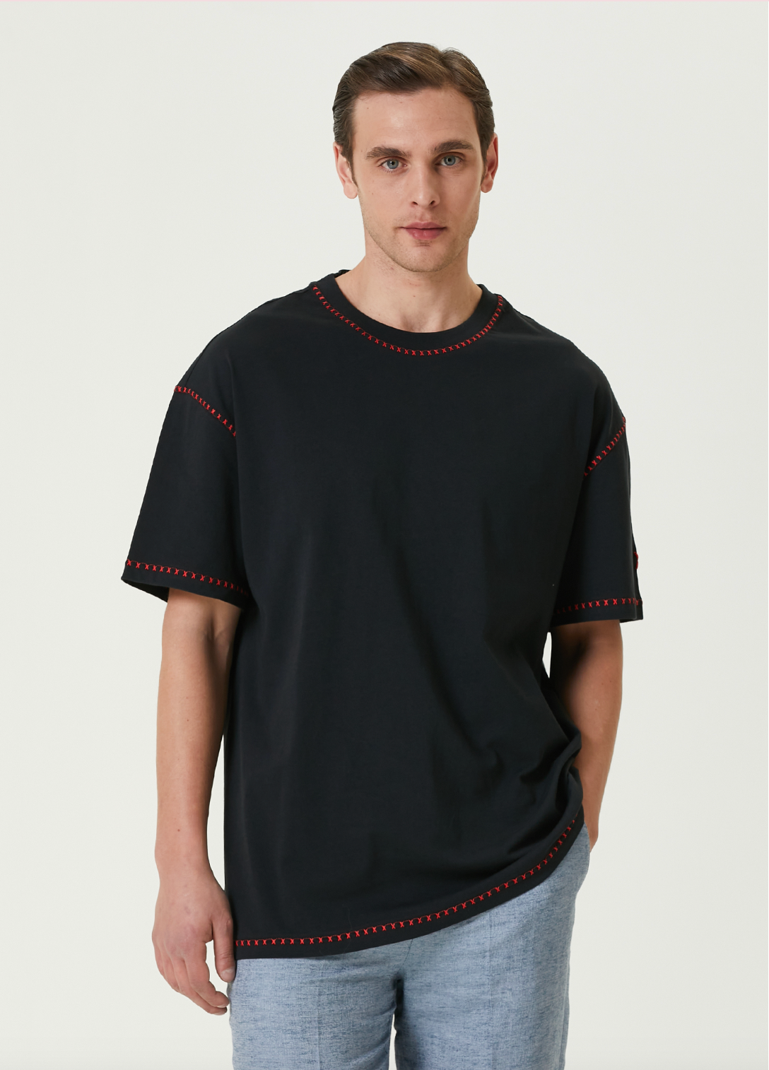 Pure Cotton Free Heaven Crochet Men T-Shirt - Jet Black