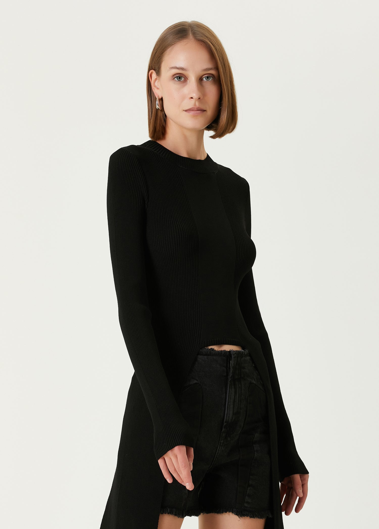YOUR *ITCH TAİLED KNIT TOP - JET BLACK