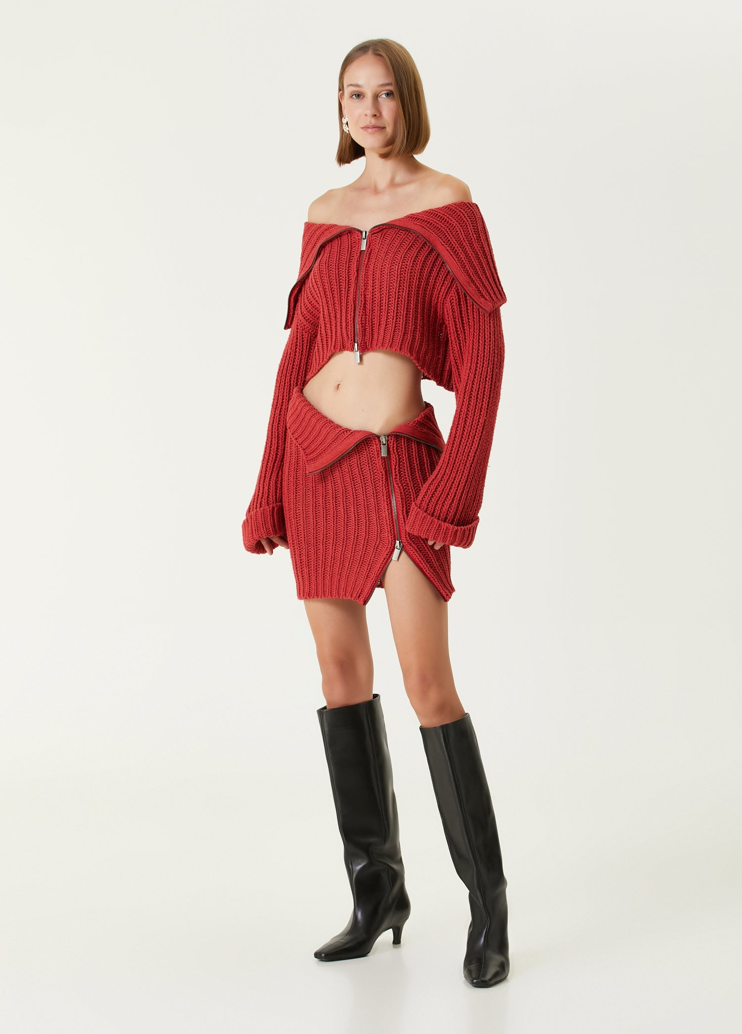 CASHMERE BLEND YOUR *ITCH ZIPPED KNIT SKIRT - SAMBA