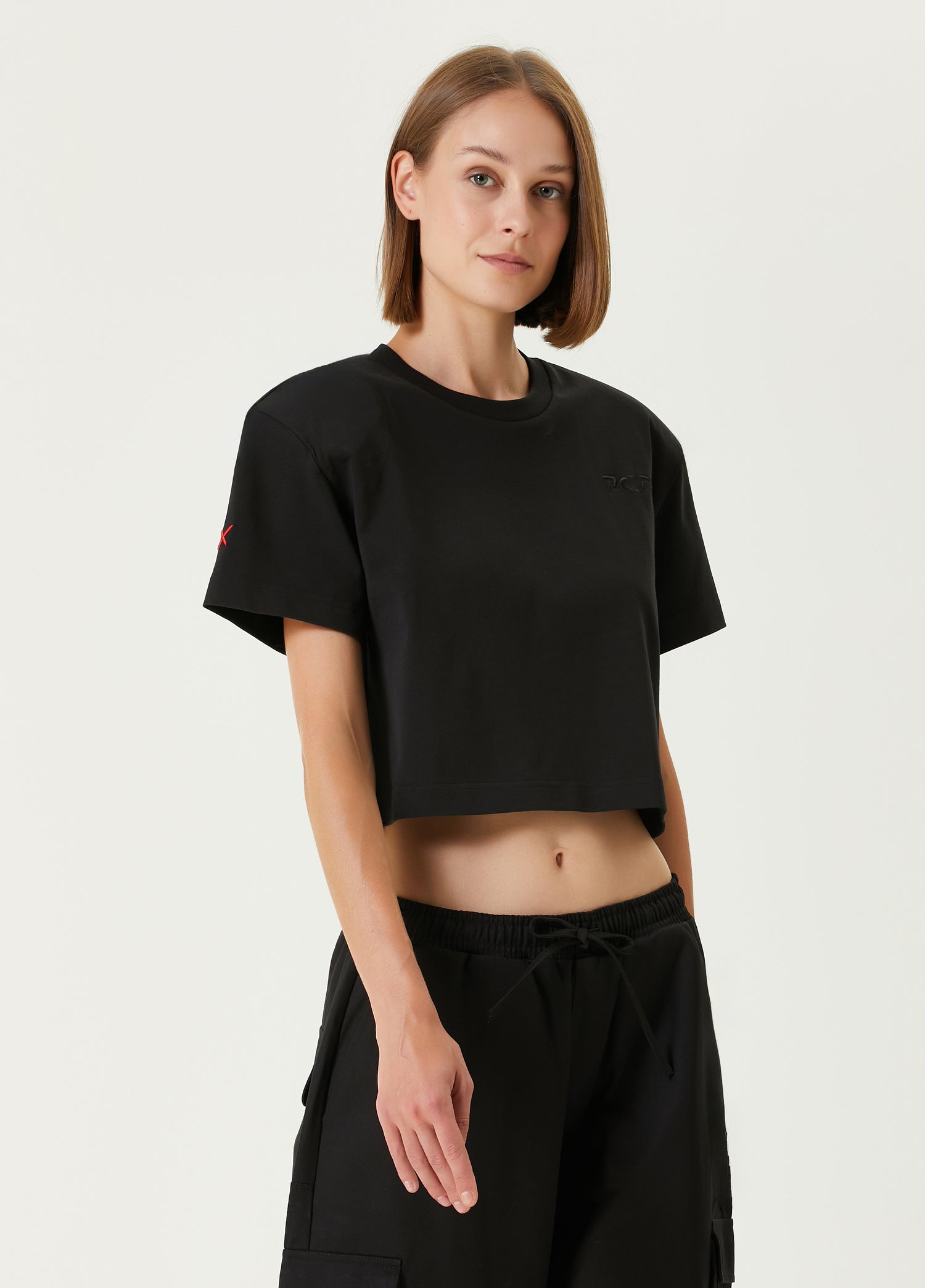 COTTON YOUR *ITCH SHOULDER PADDED T-SHIRT - JET BLACK
