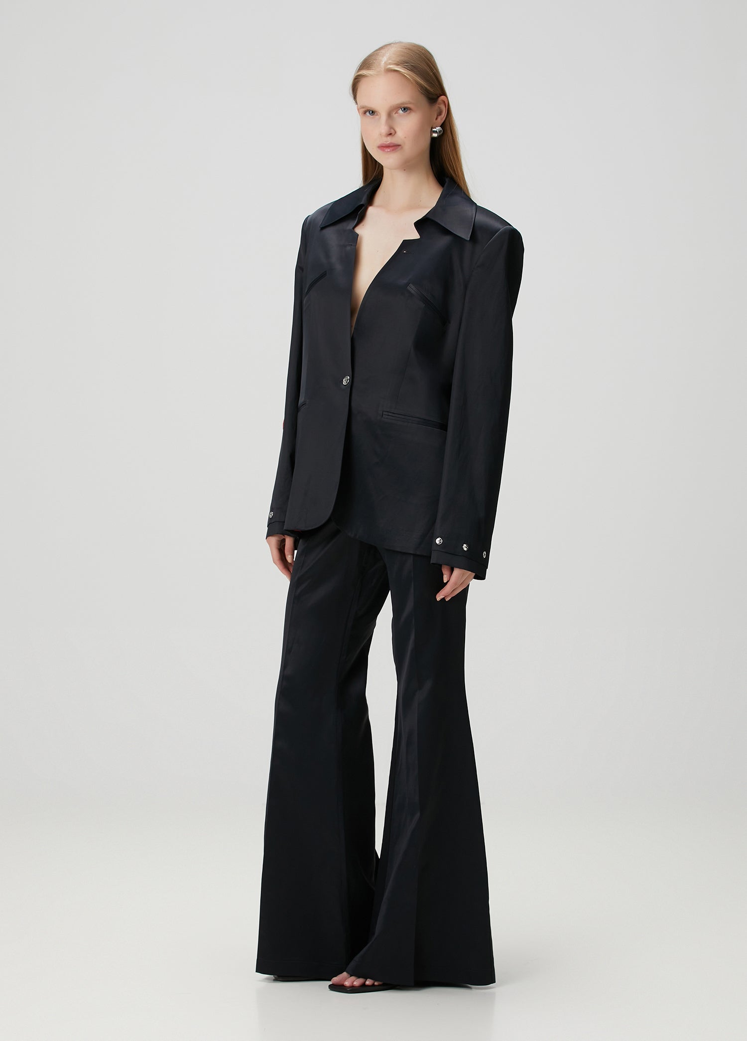 LINEN BLEND WOVEN JACKET - JET BLACK