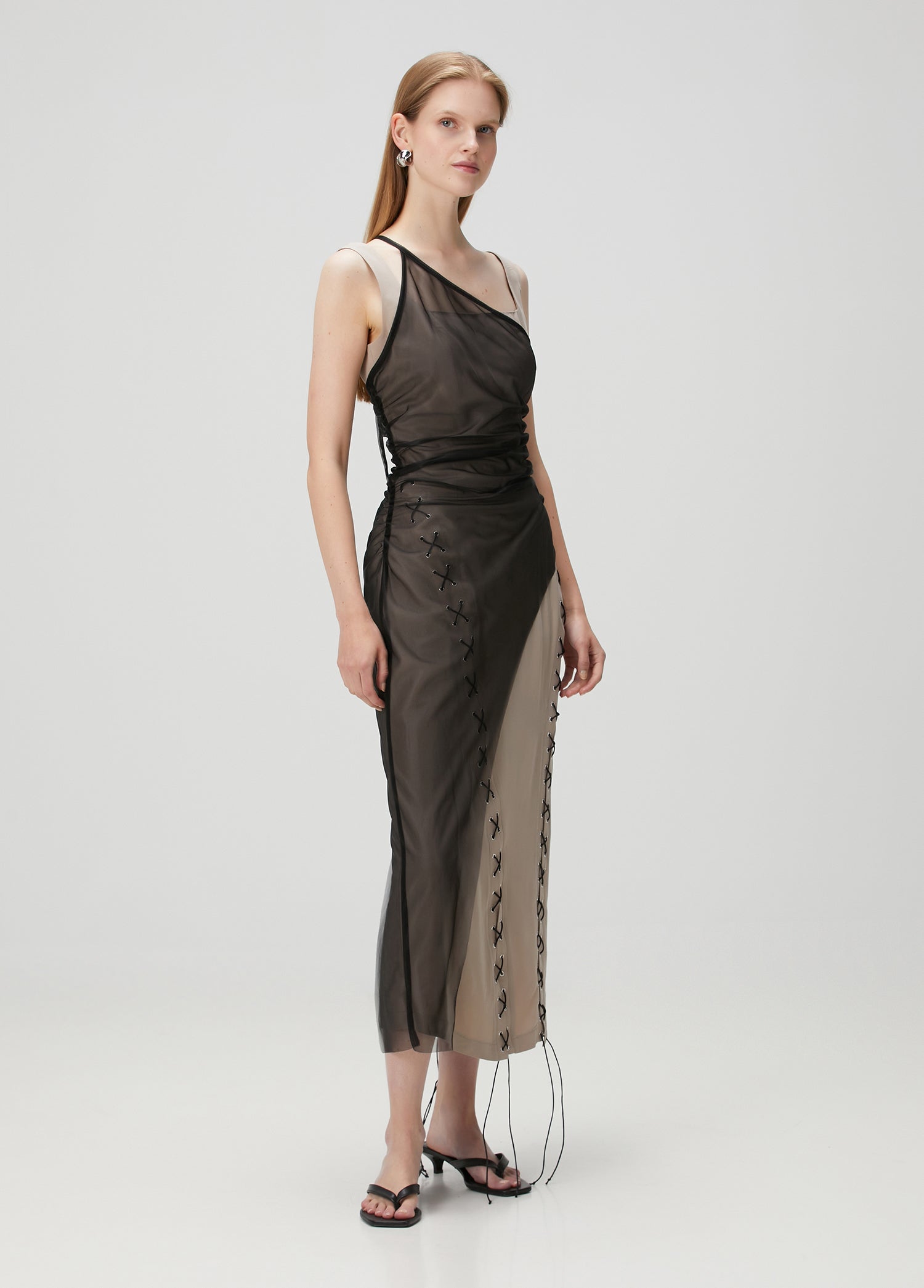 tulle bodycon dress Elyssa Rare Beauty Bustier Tulle Bodycon Dress M / Mocha