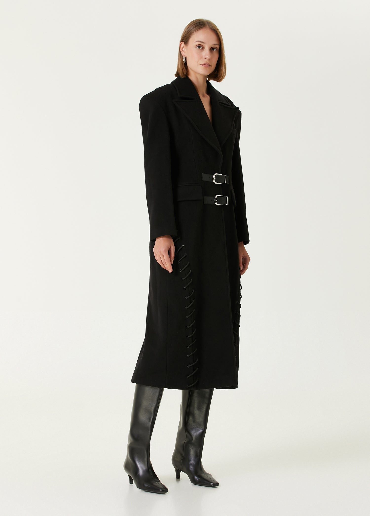 WOOL & CASHMERE BLEND YOUR *ITCH CASHMERE BLEND LONG OVERCOAT - JET BLACK