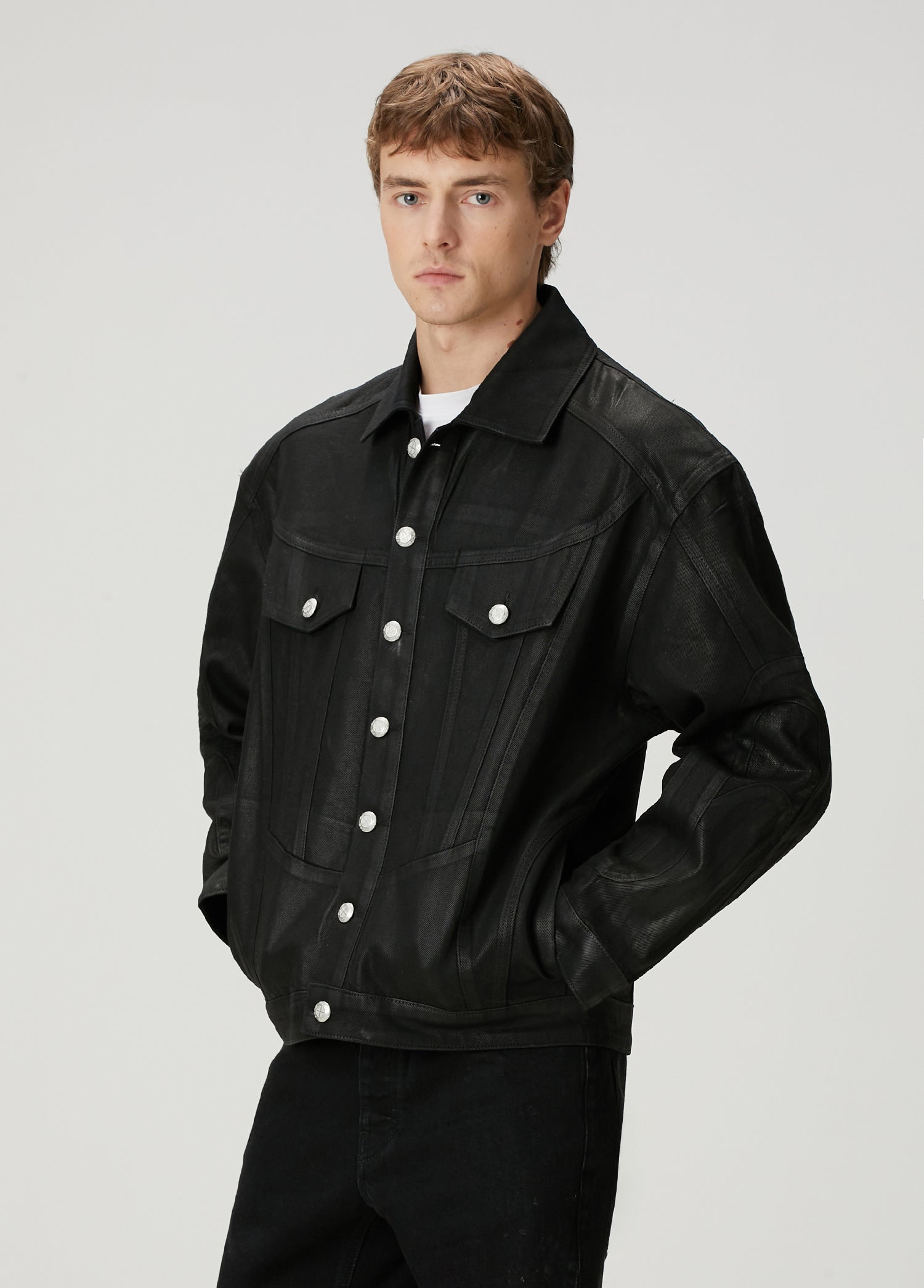 FADED DENIM JACKET - BLACK
