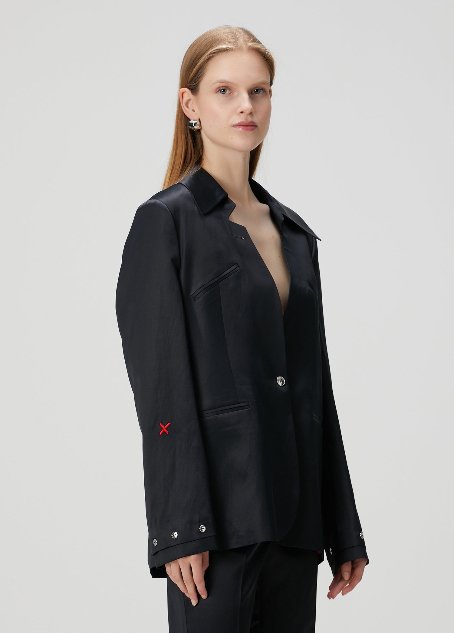 LINEN BLEND WOVEN JACKET - JET BLACK