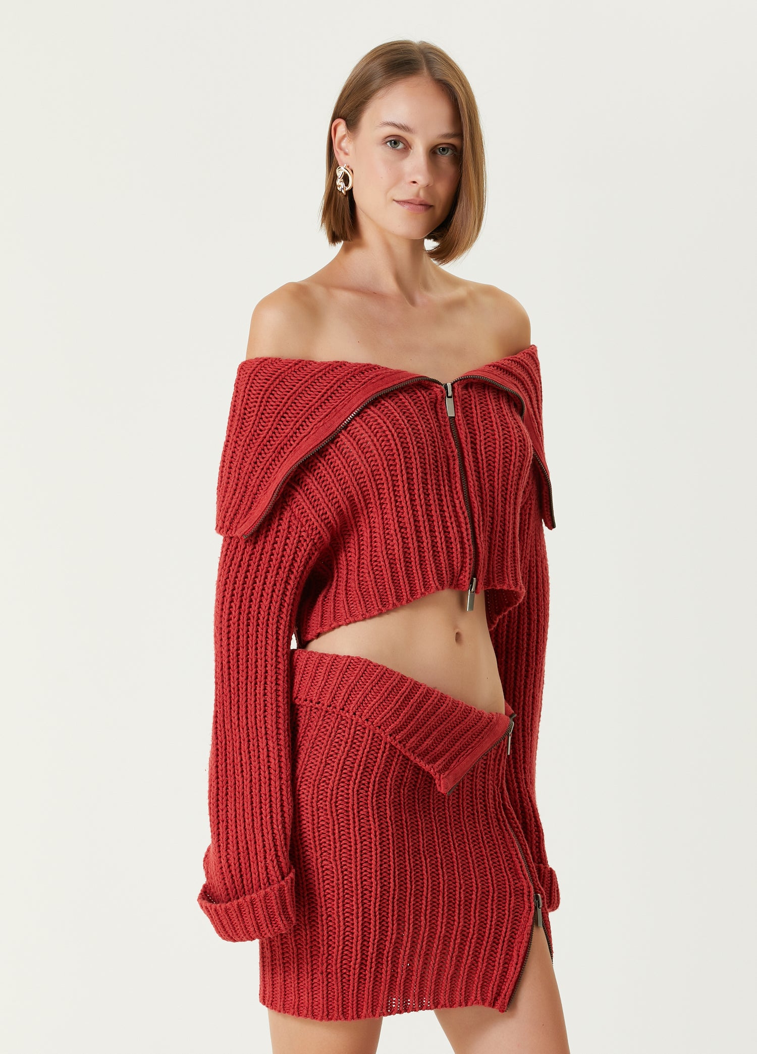CASHMERE BLEND YOUR *TCH KNIT CROP TOP - SAMBA