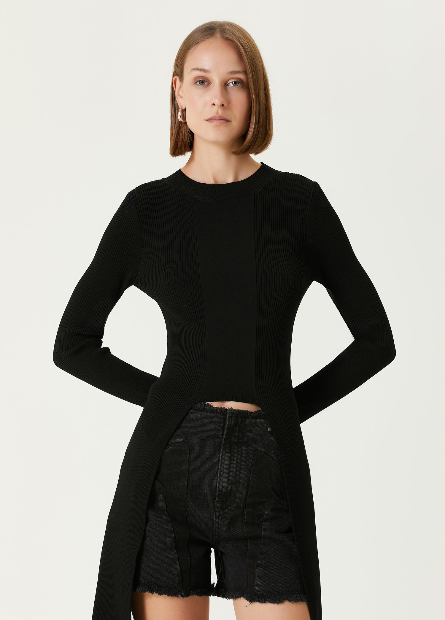 YOUR *ITCH TAİLED KNIT TOP - JET BLACK