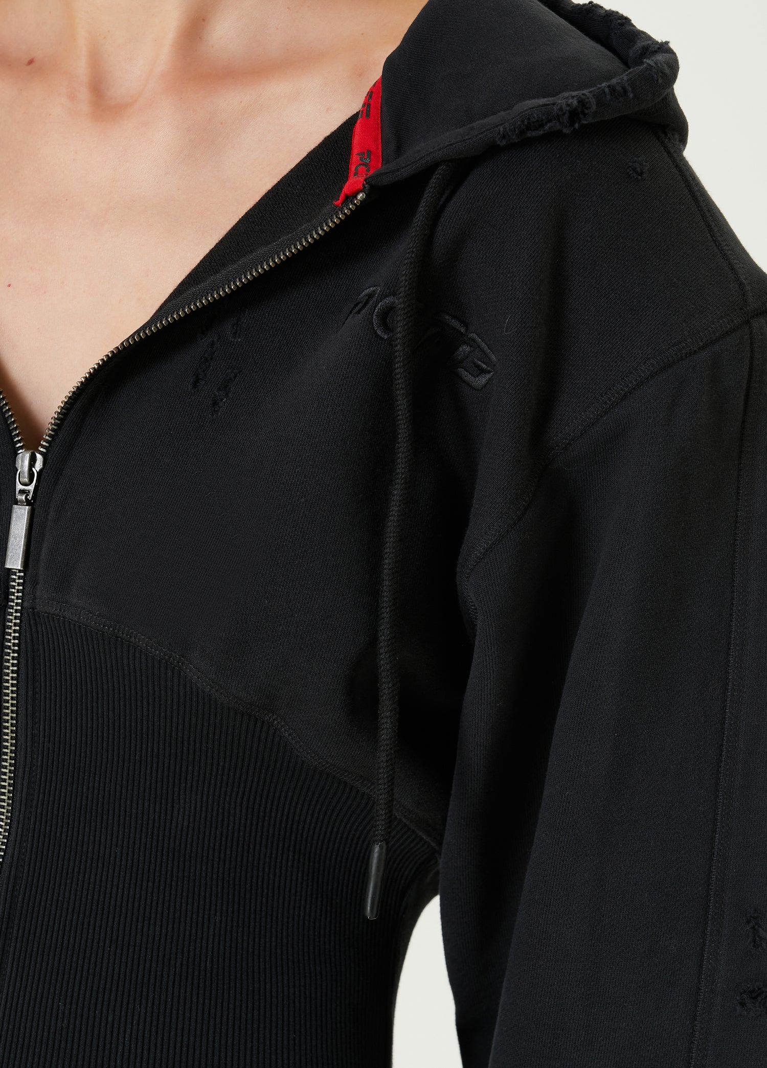 Pure Cotton Your *Itch Corset Zipped Hoody - Jet Black