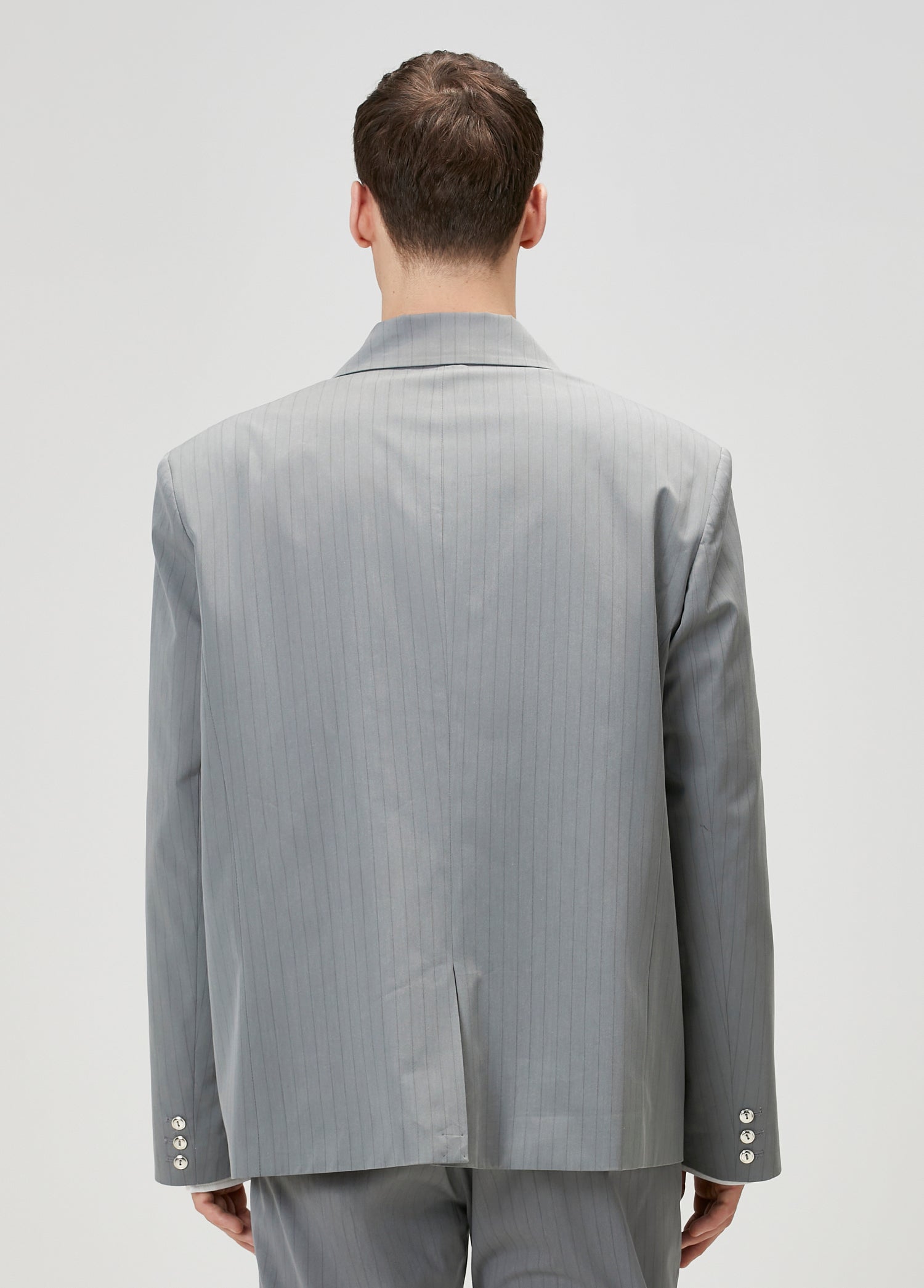 COTTON BLEND STRIPED WOVEN BLAZER JACKET