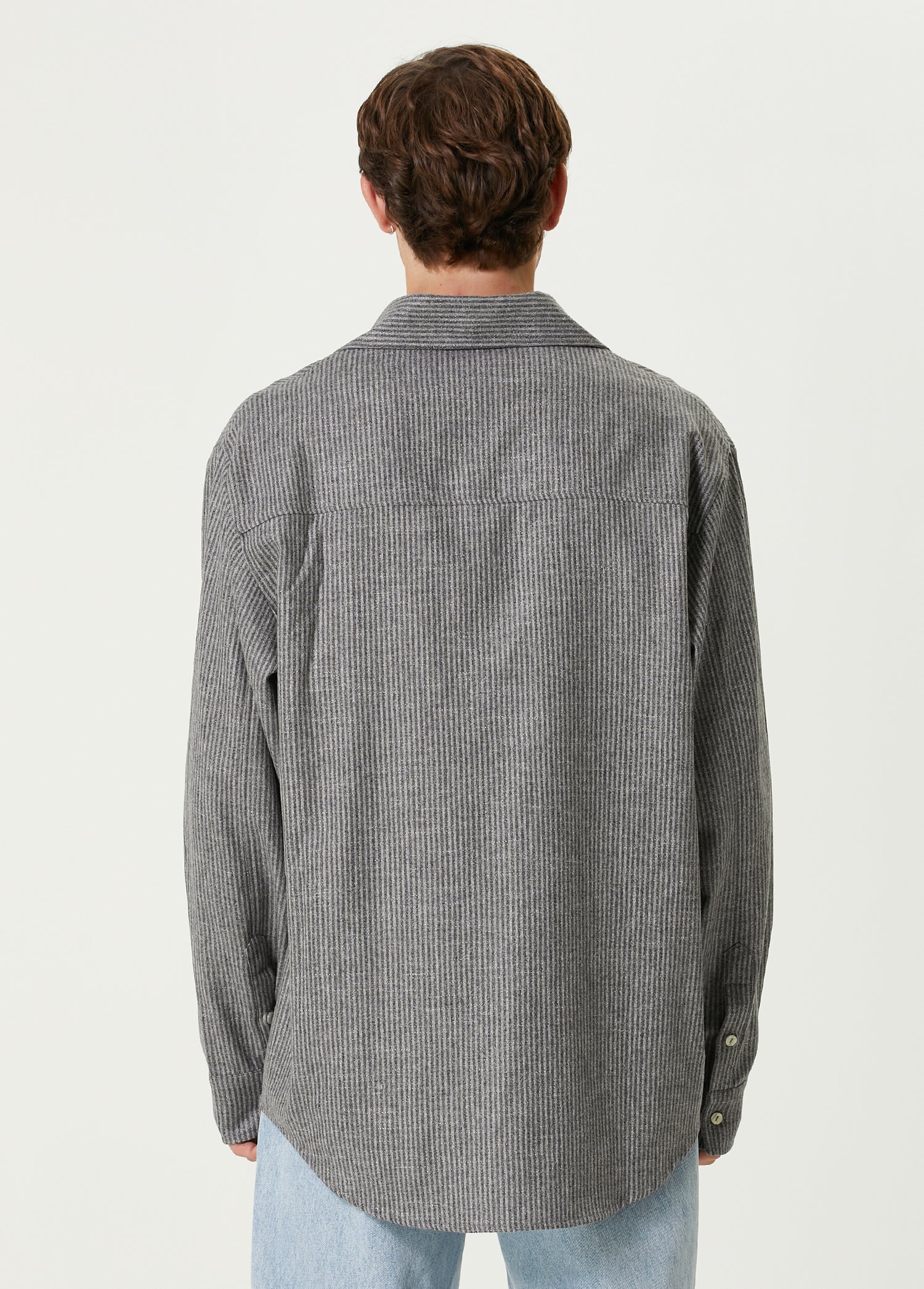 WOOL & CASHMERE BLEND YOUR *ITCH SRTIPED LONG SLEEVE SHIRT - GREY STRIPED