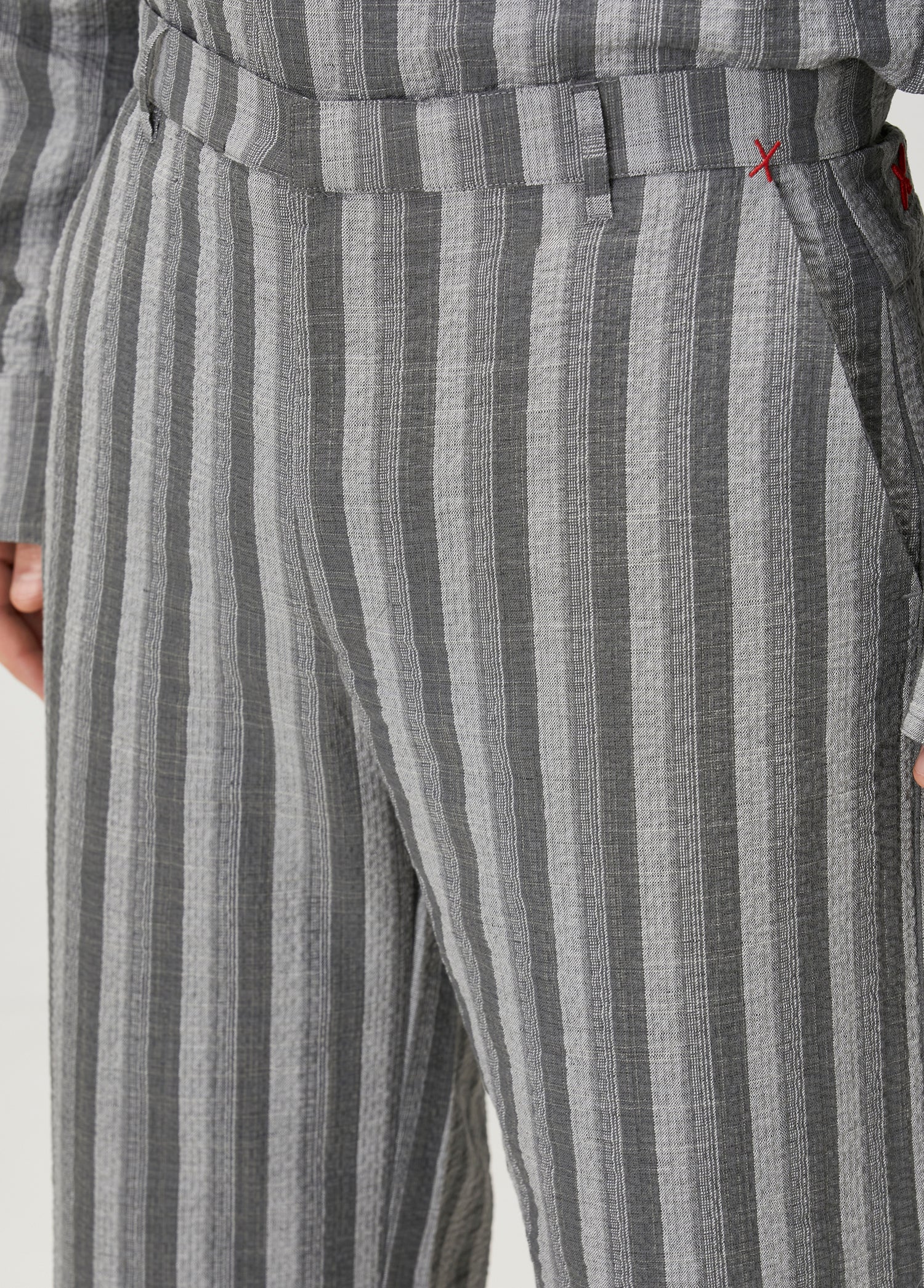 LINEN & COTTON BLEND CHECKED WOVEN SHORT