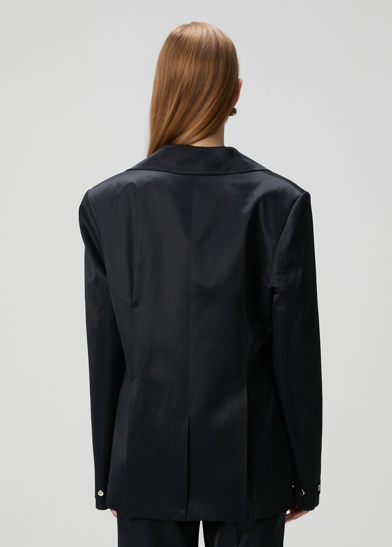 LINEN BLEND WOVEN JACKET - JET BLACK