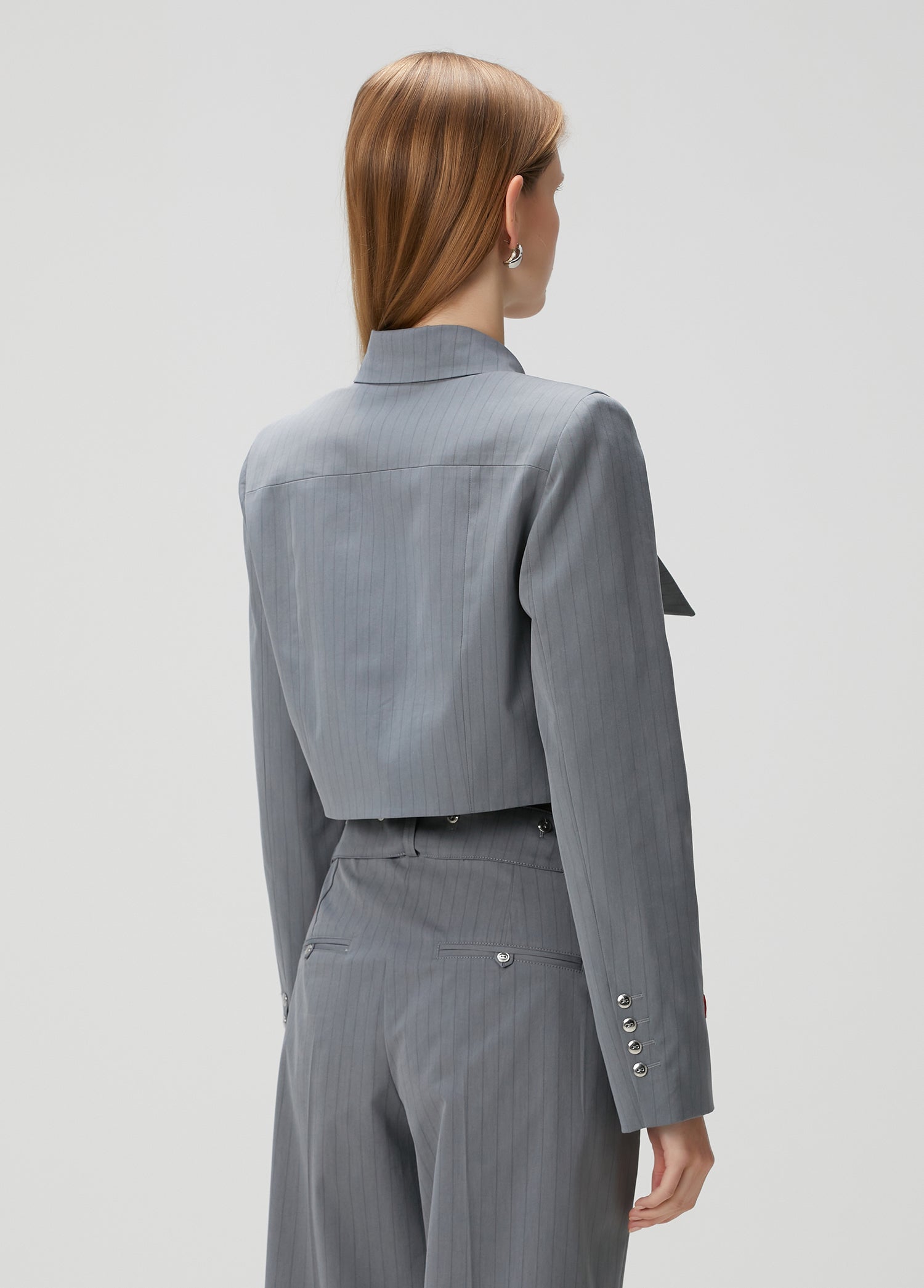 WOVEN STRIPED SHIRT WITH METAL BUTTON